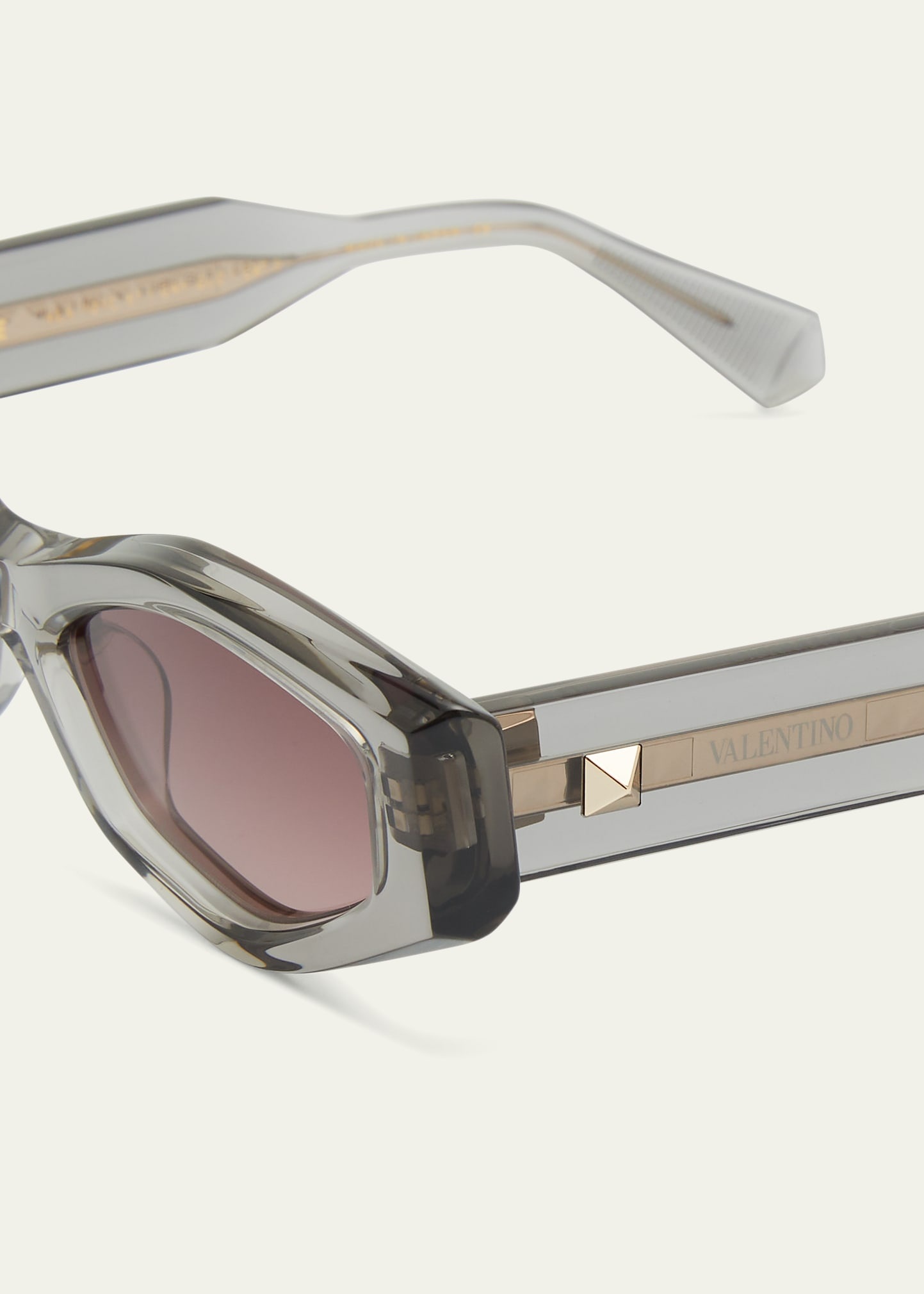 Tre Geometric Acetate & Titanium Oval Sunglasses - 4