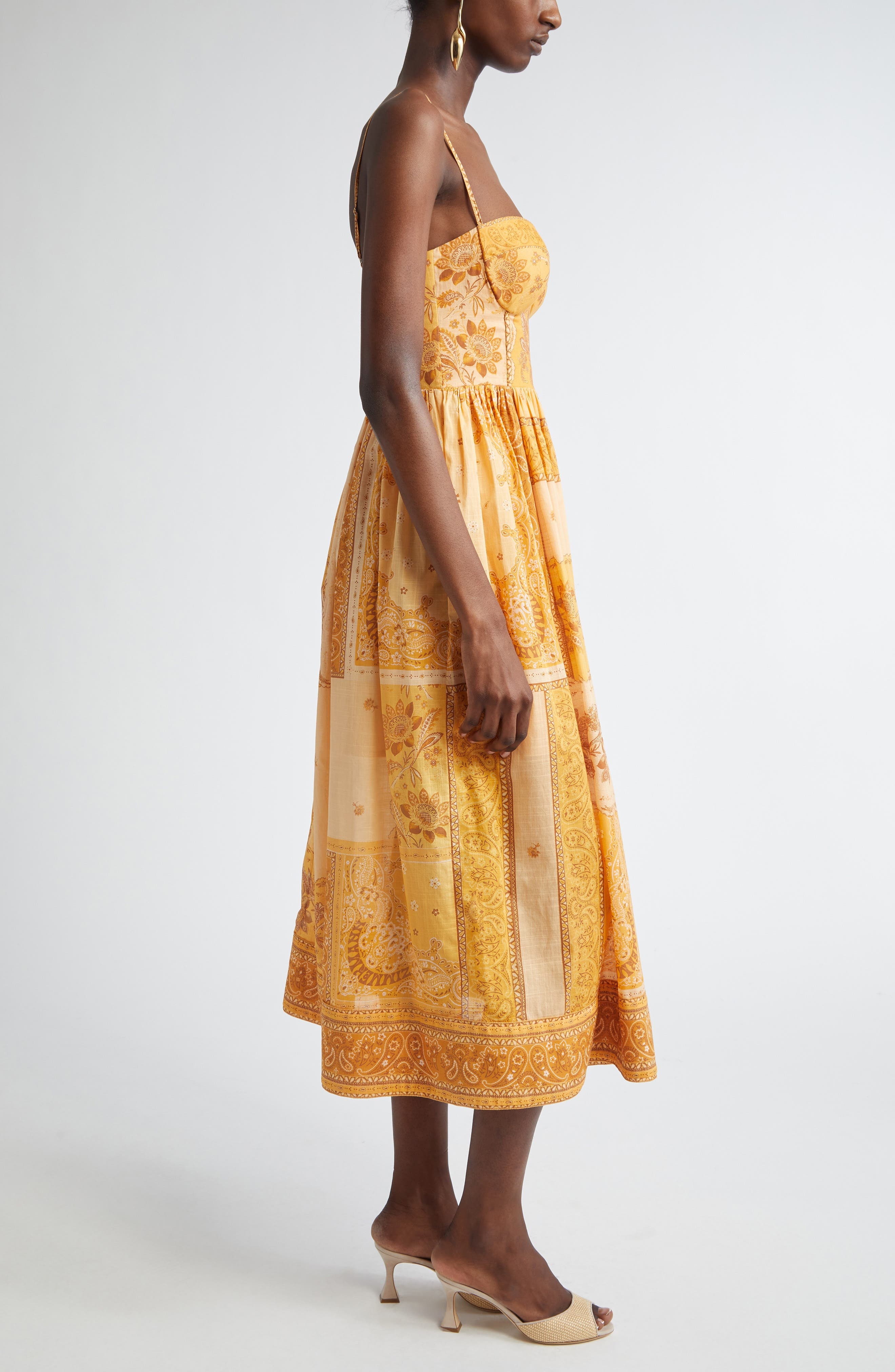 Zimmermann Lucky Bandana Print Cotton Midi Dress in Mustard Bandana at Nordstrom - 3