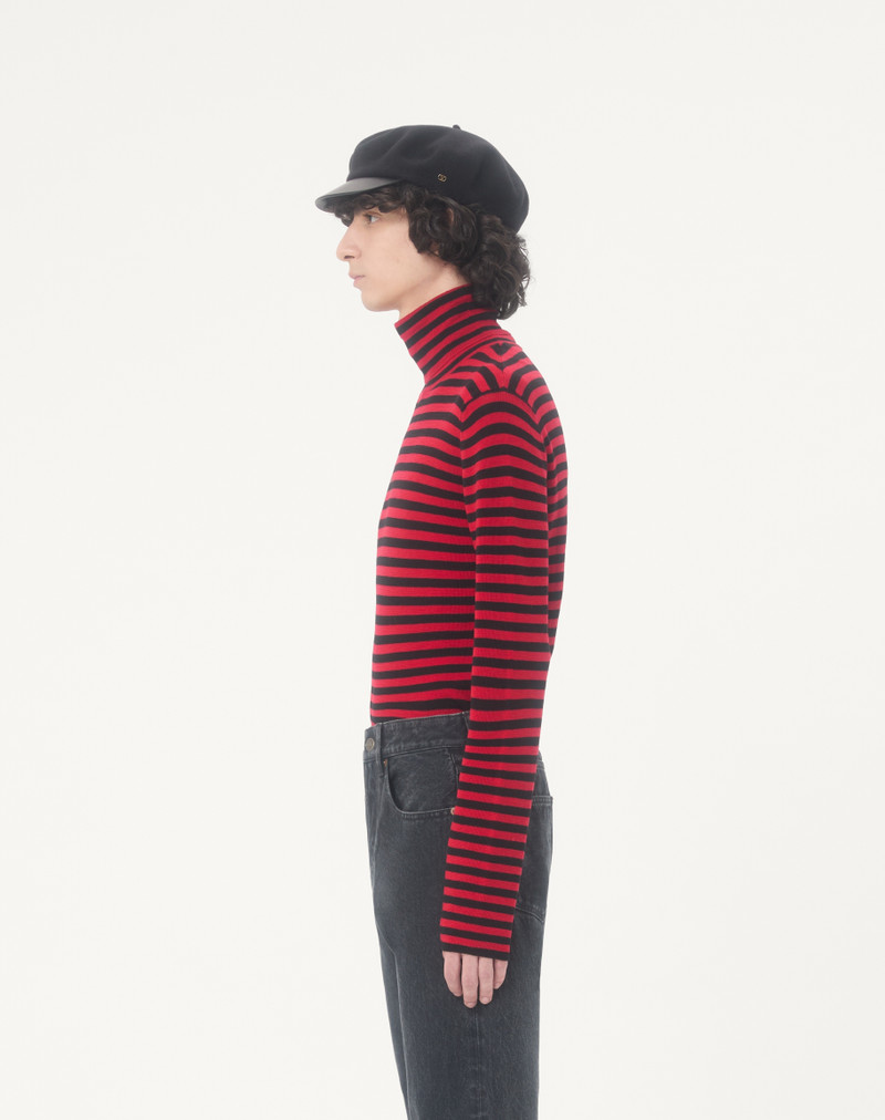 VALENTINO HIGH-NECK WOOL SWEATER WITH VLOGO PATCH 6