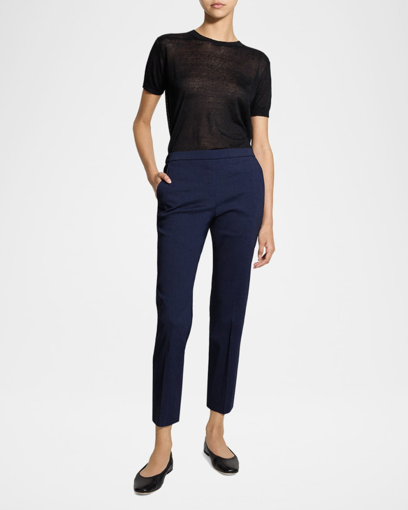 Theory Treeca Good Linen Cropped Pull-On Ankle Pants outlook