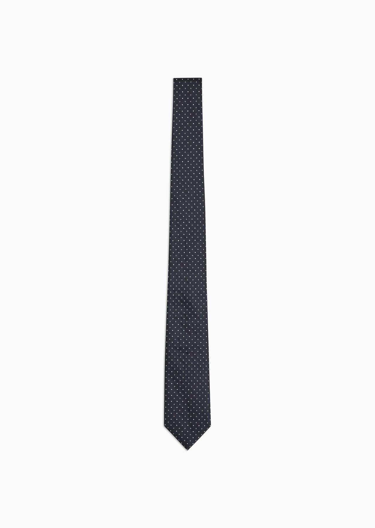 Silk tie with micro jacquard polka dots - 1