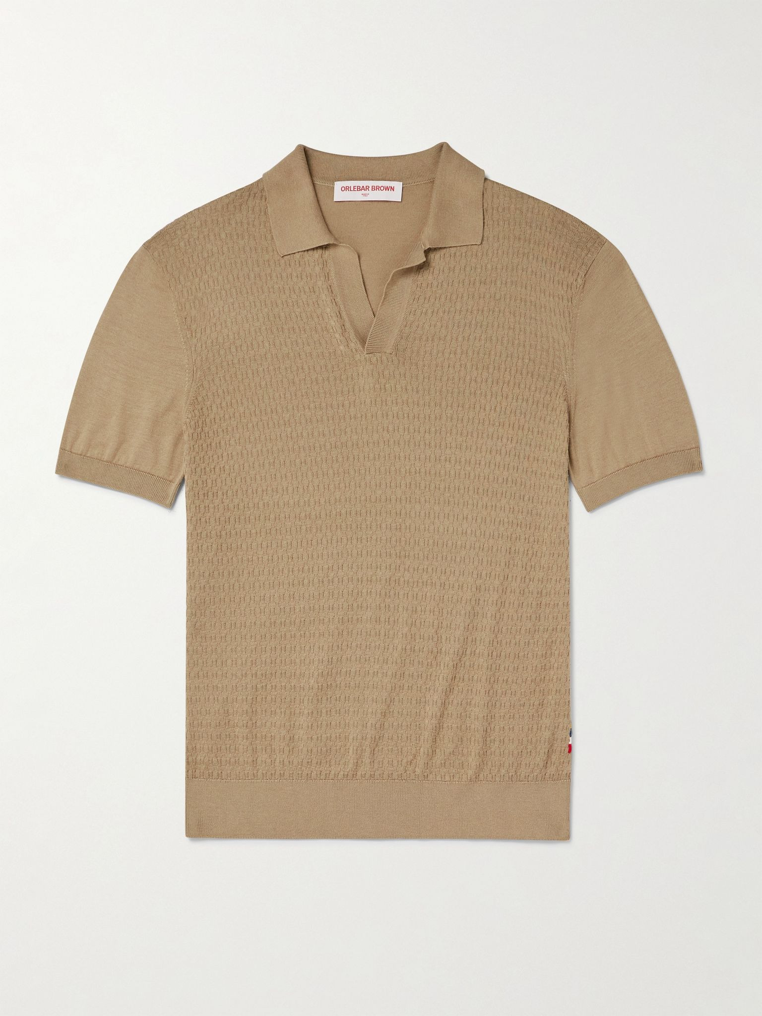 Horton Slim-Fit Mulberry Silk and Organic Cotton-Blend Polo Shirt Beige - 1