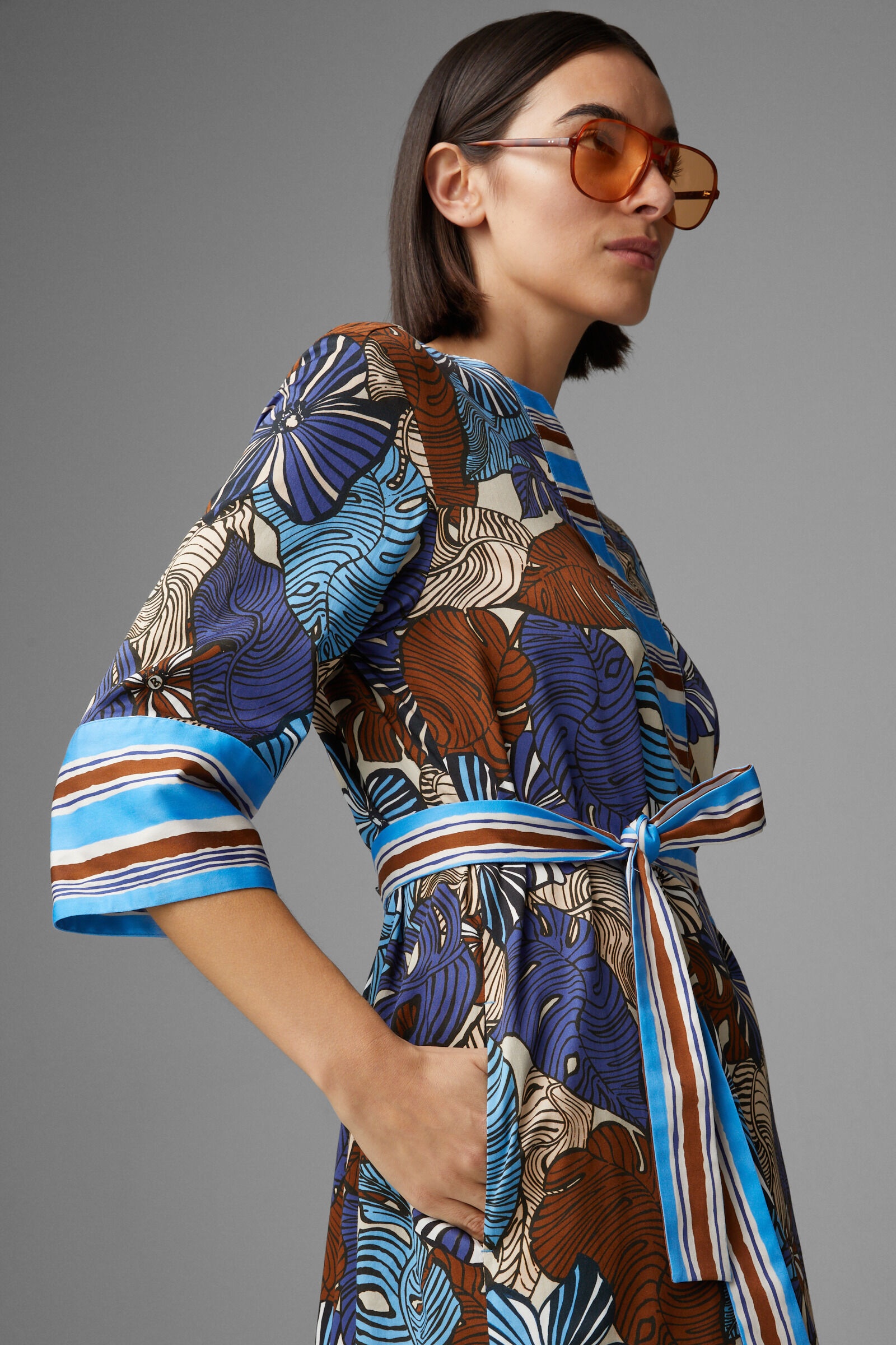 Debbie Dress in Dark blue/Light blue/Brown - 4