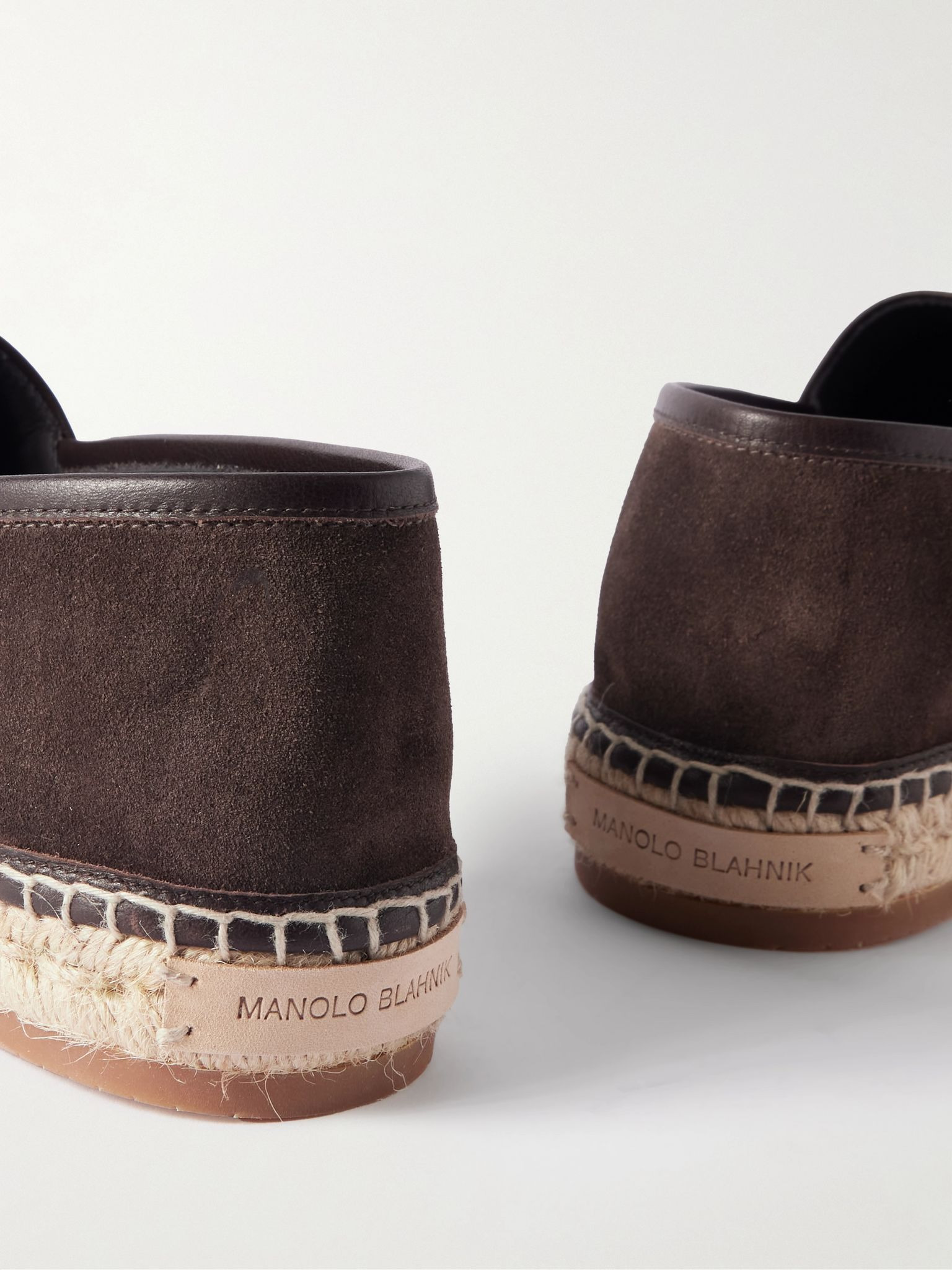 Nerano Leather-Trimmed Suede Espadrilles Brown - 5