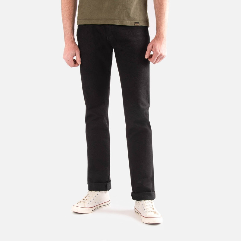 Iron Heart IH-888S-SBG 21oz Selvedge Denim Medium/High Rise Tapered Cut Jeans -  Superblack (Fades To Grey) outlook