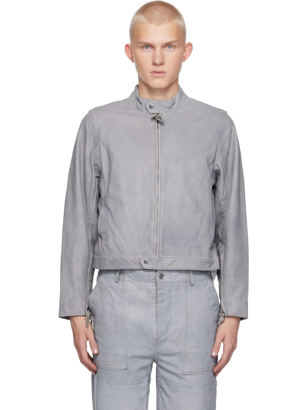 Gray Velar Leather Jacket - 1