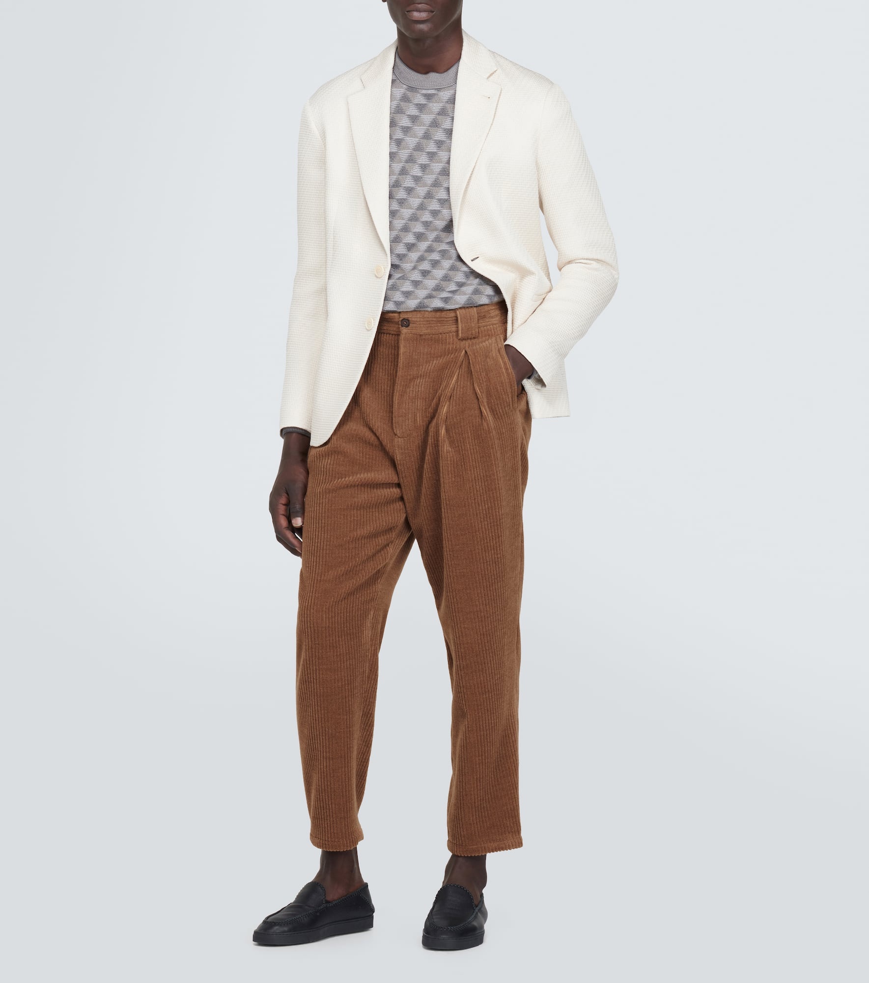 Wool-blend corduroy tapered pants - 2