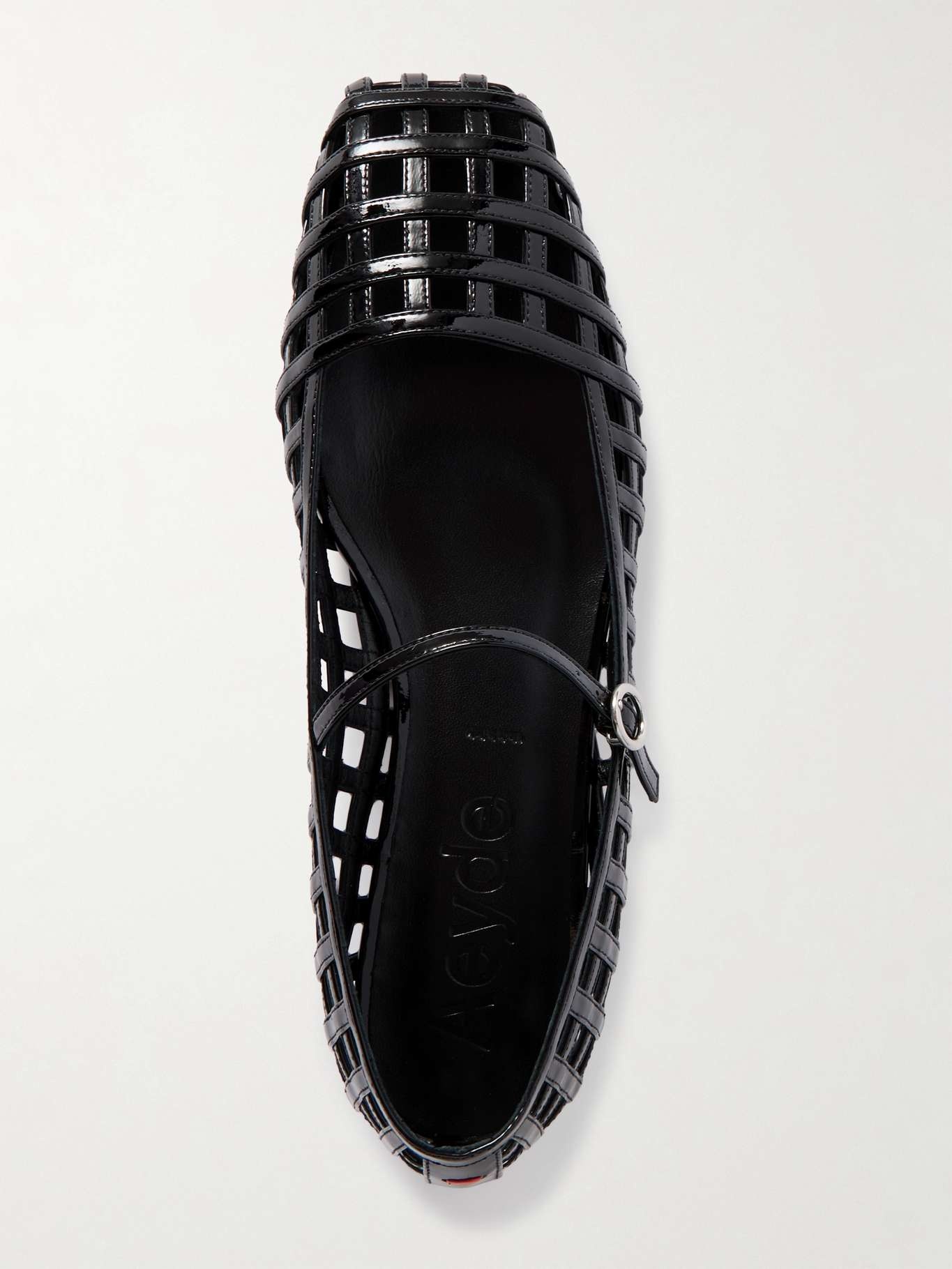 Uma Caged cut-out patent-leather Mary Jane ballet flats Black - 5