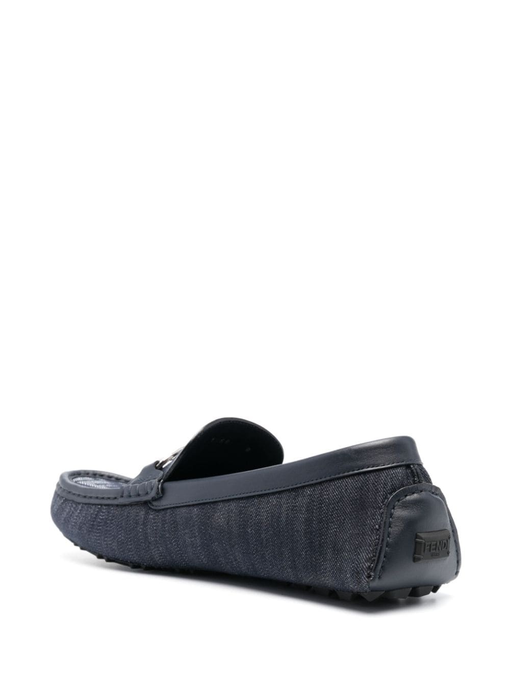 logo-plaque leather loafers - 3