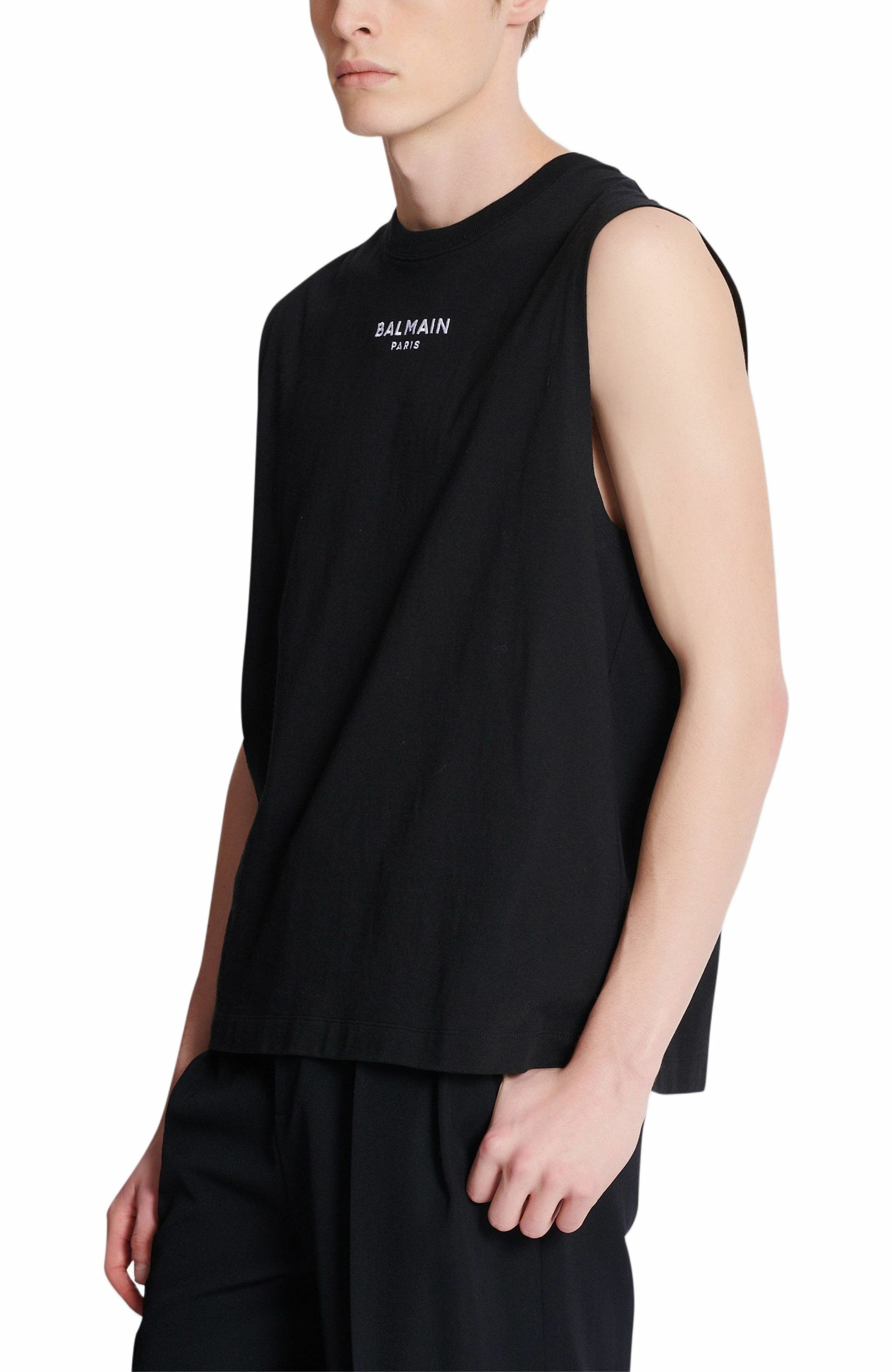 Balmain Paris embroidered vest top in Black at Nordstrom - 5