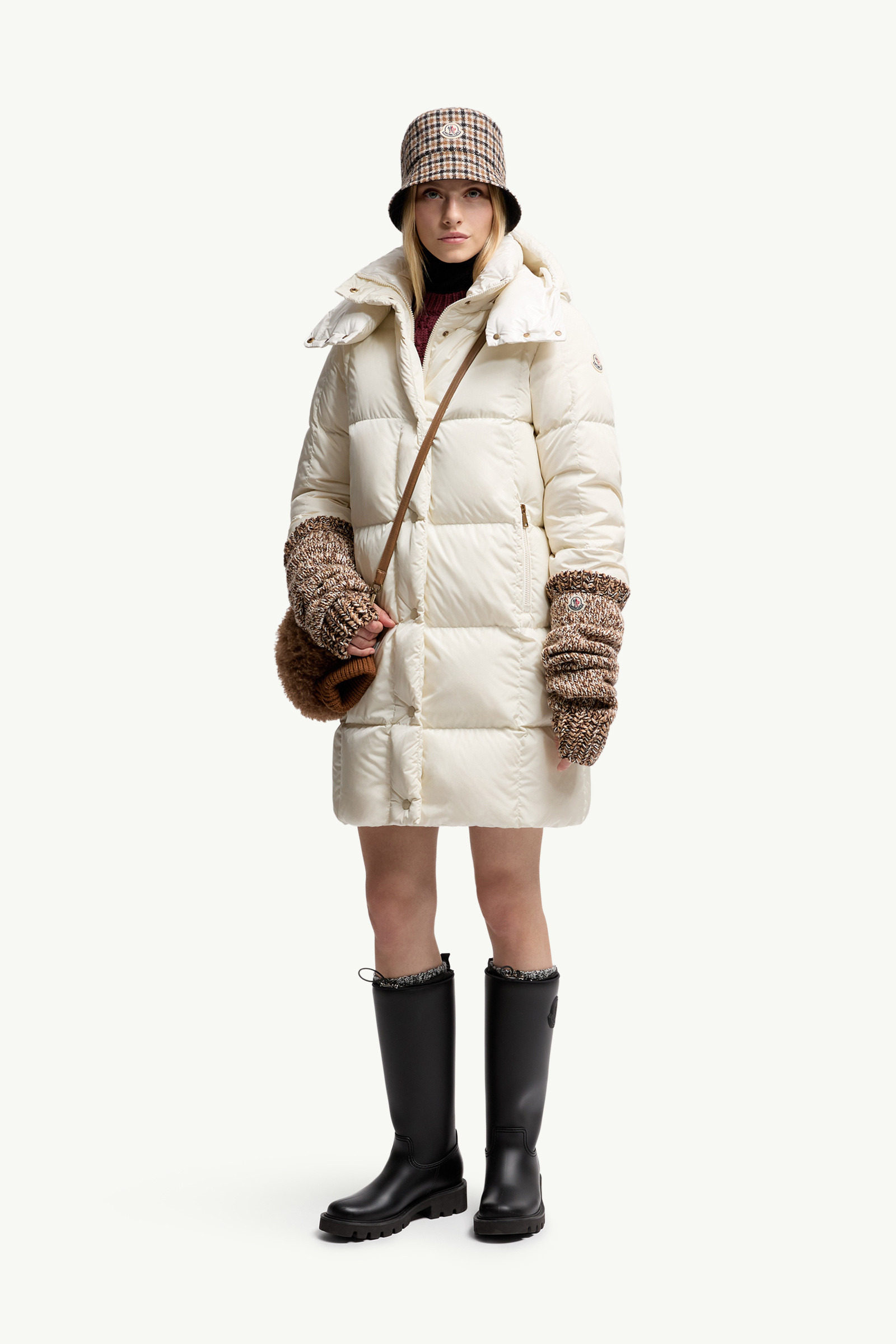 Litte Square-Quilted Hooded Long Down Jacket - 2