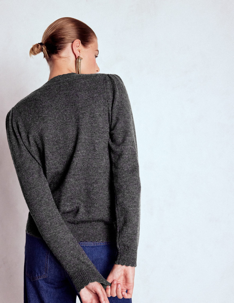 Elizabeth Embellished Sweater-Charcoal Melange Swans 5