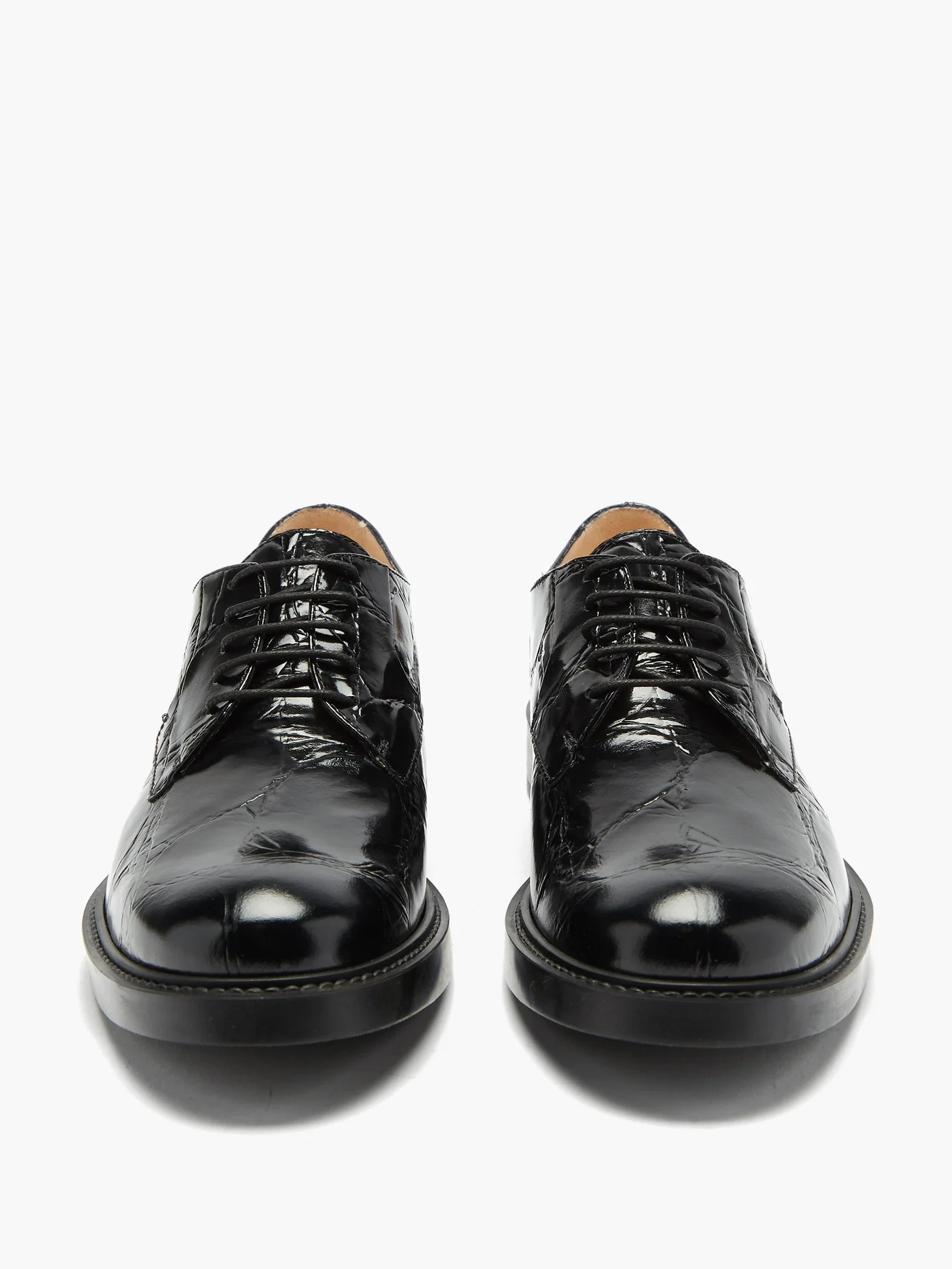 Crocodile-embossed patent-leather brogues - 5