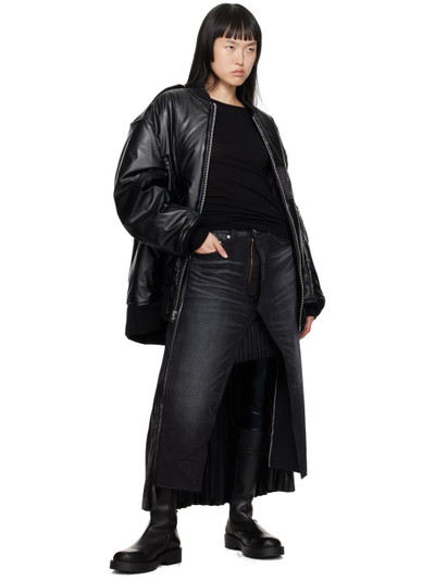 Junya Watanabe Black Insulated Faux-Leather Bomber Jacket outlook