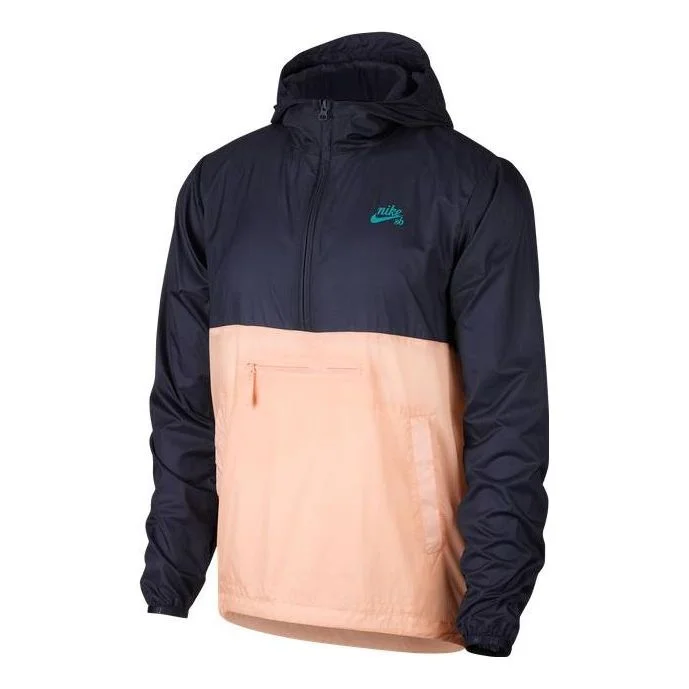 Men's Nike Splicing Design Half Zipper Hooded Jacket Blue AO0297-451 - 1