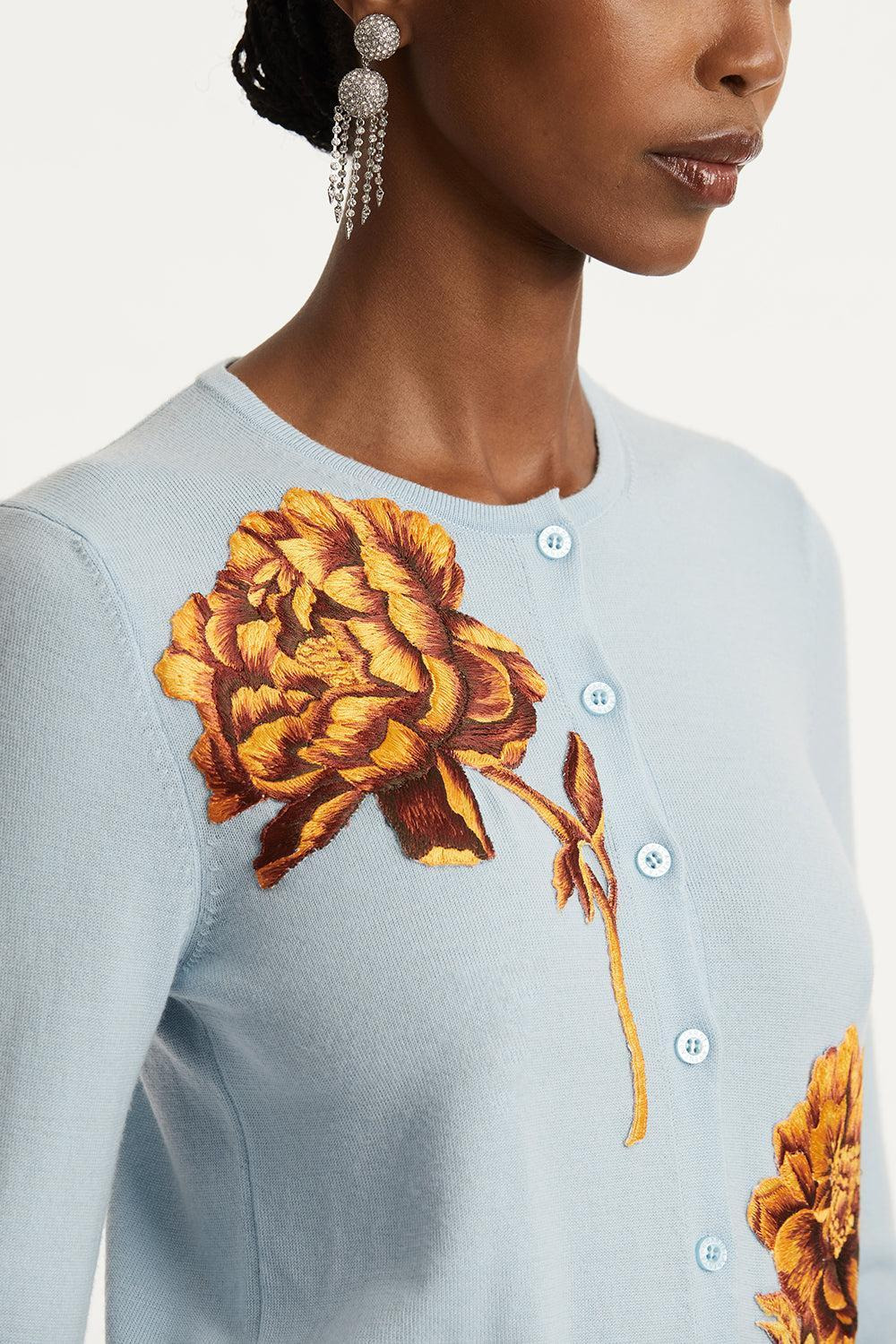 Tonal Peony Embroidered Cardigan - 5