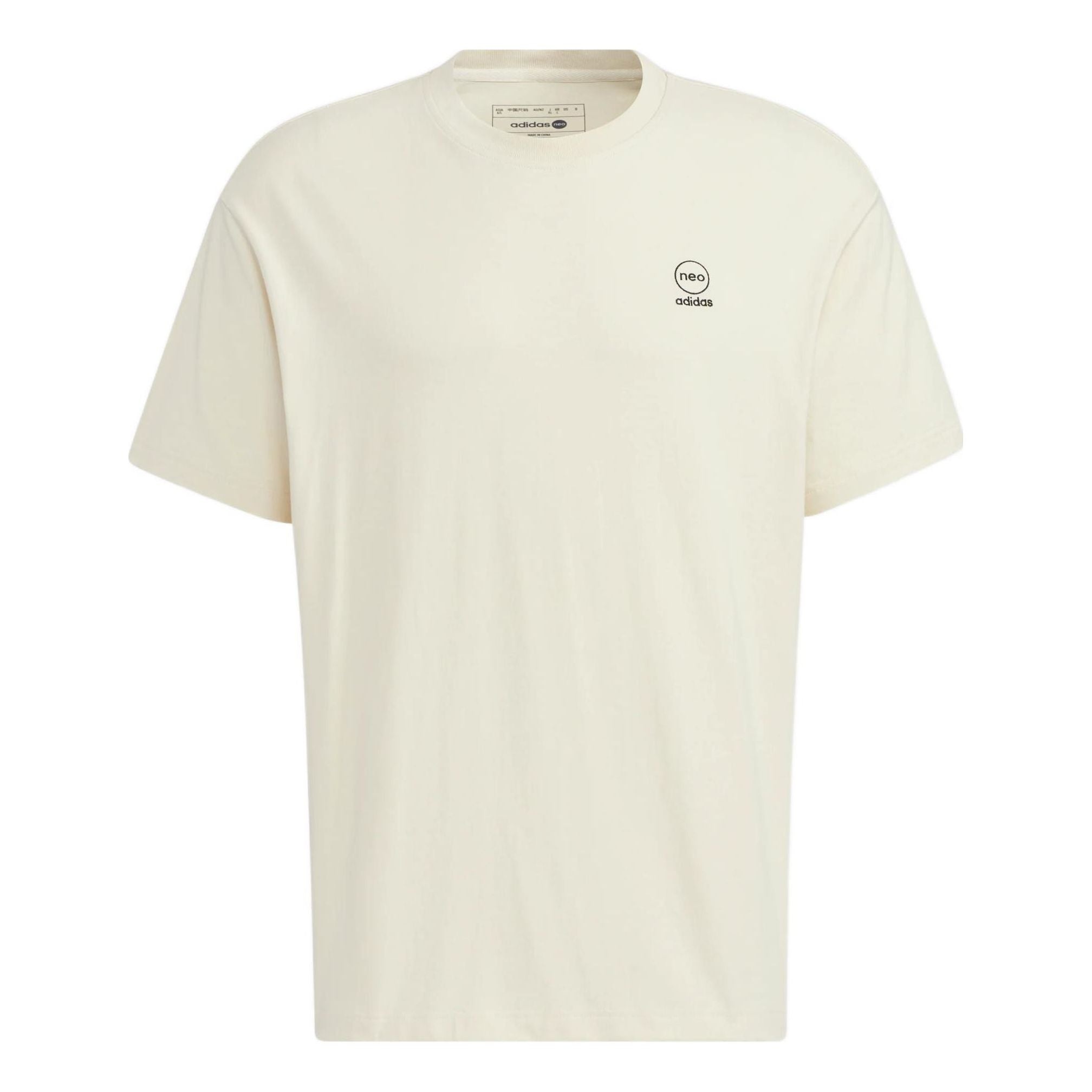 adidas neo SS22 U Cvd Tee Back Alphabet Printing Round Neck Short Sleeve Beige T-Shirt HM2026 - 1