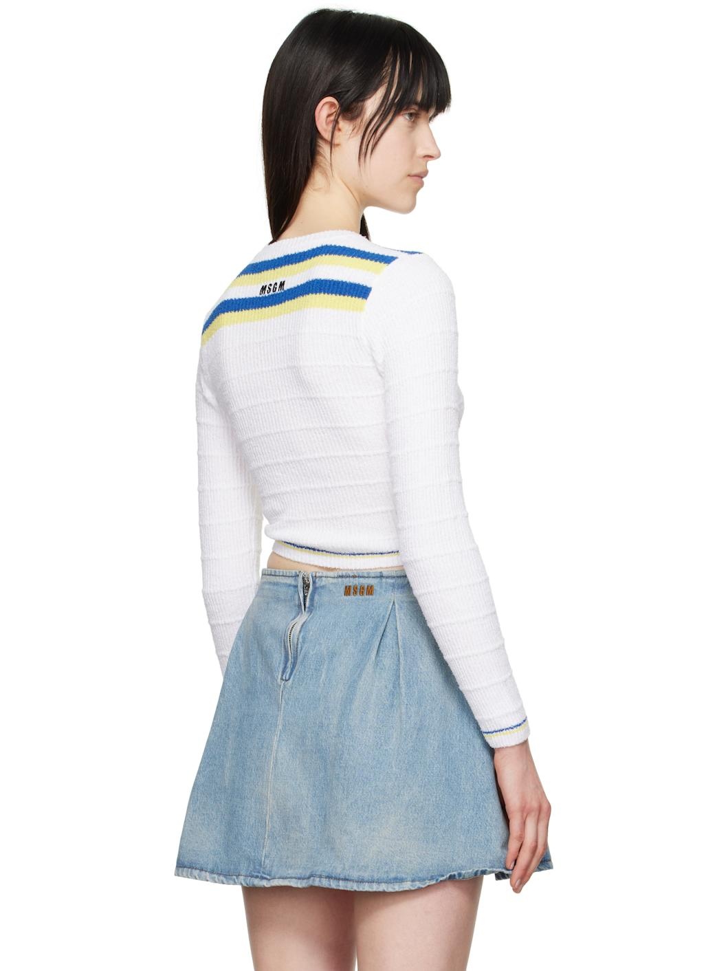 White Embroidered Logo Sweater - 3