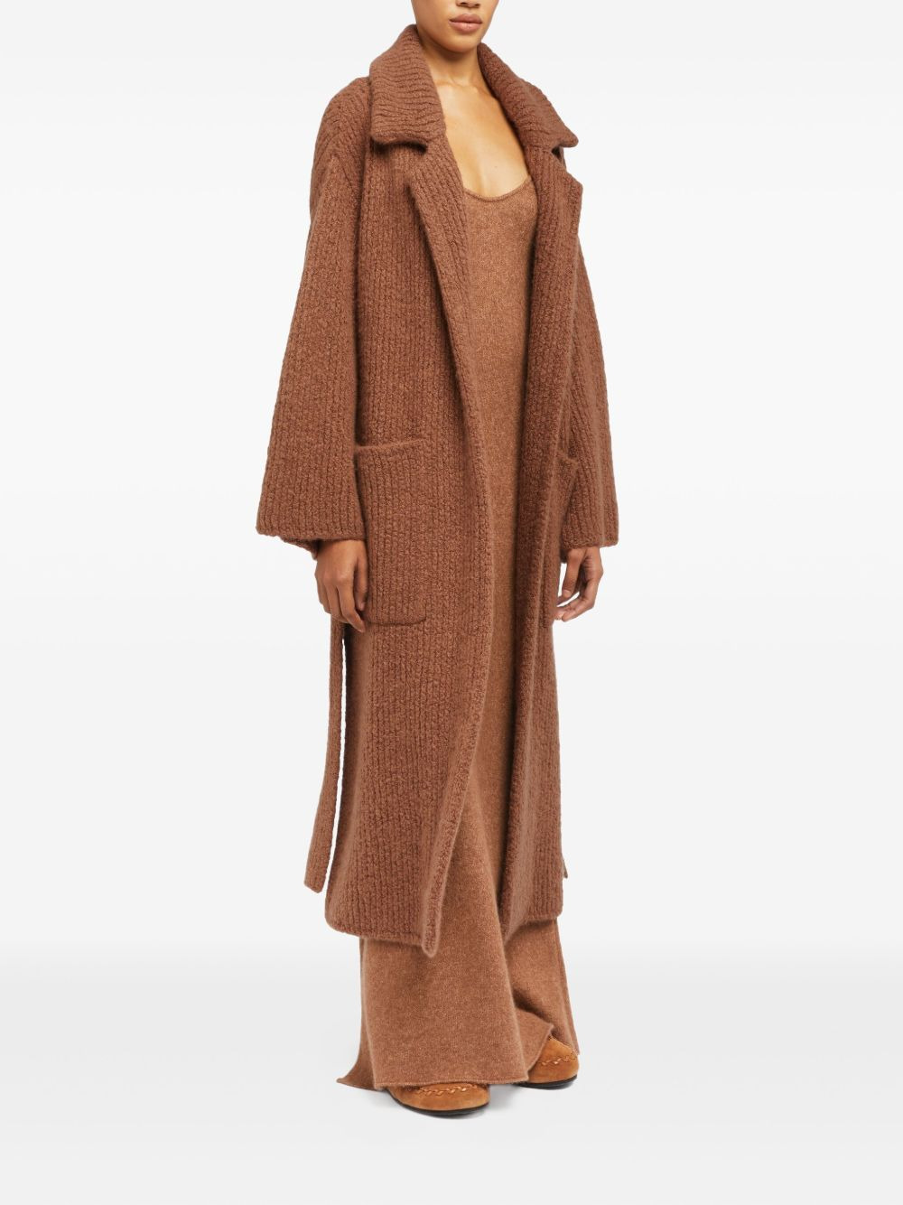 ribbed belted coat - 3