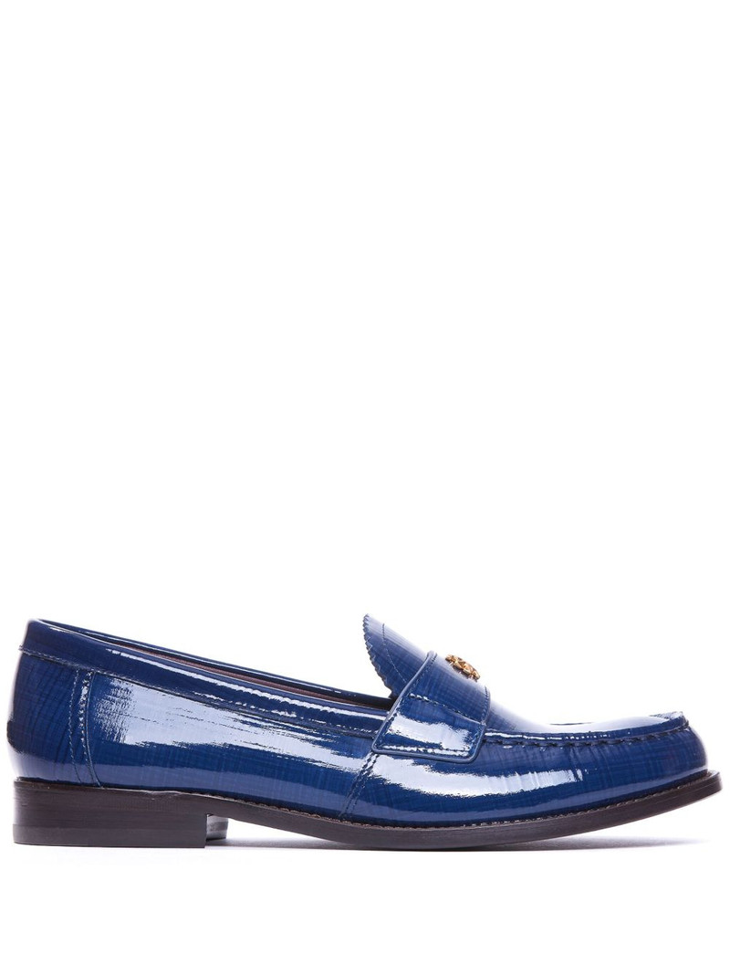 logo-plaque leather loafers 1