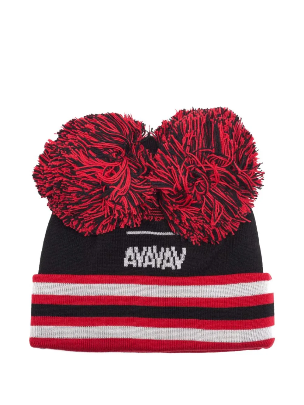pompom striped beanie hat - 1