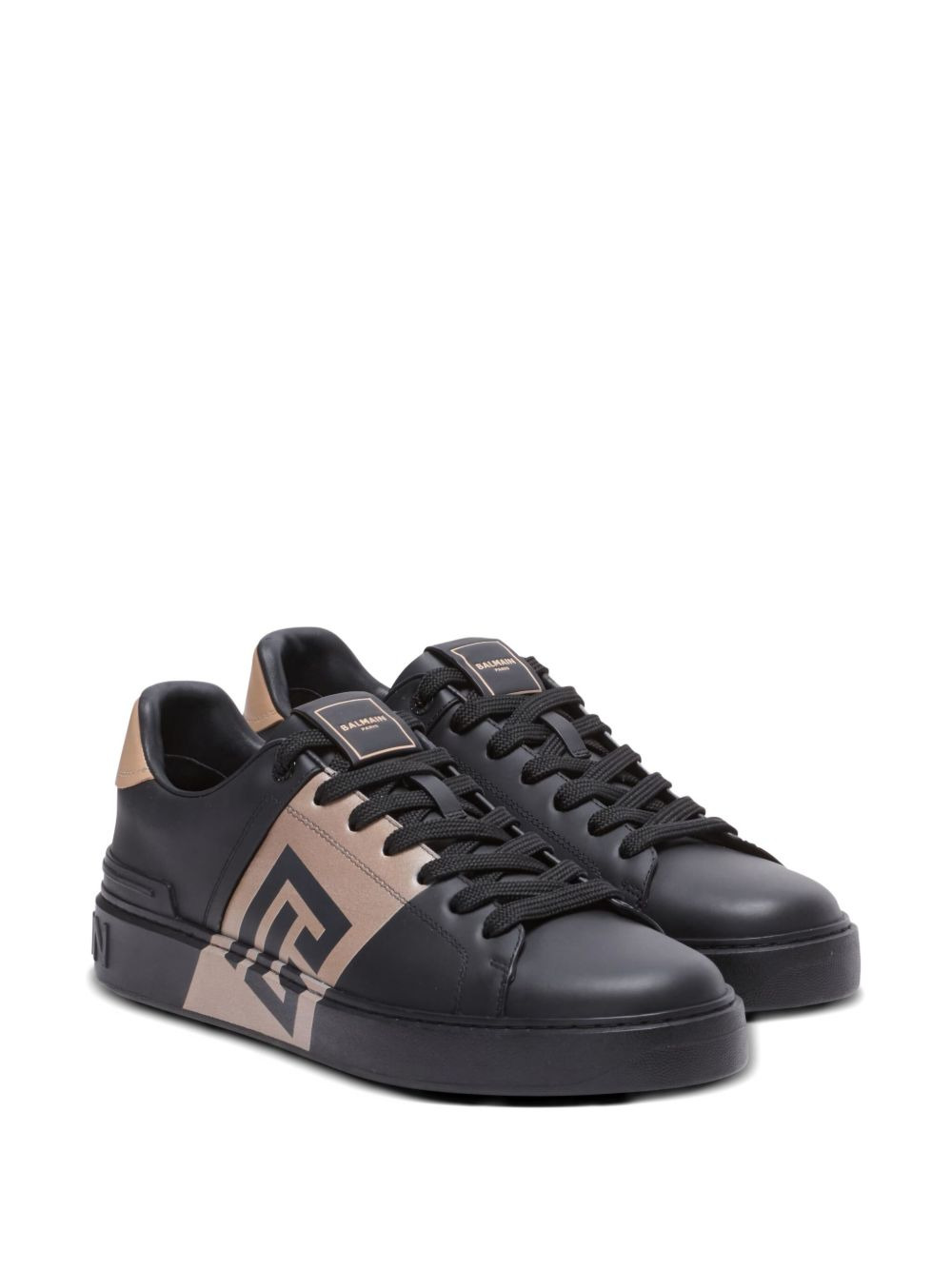 B-Court logo-detail calfskin sneakers - 2