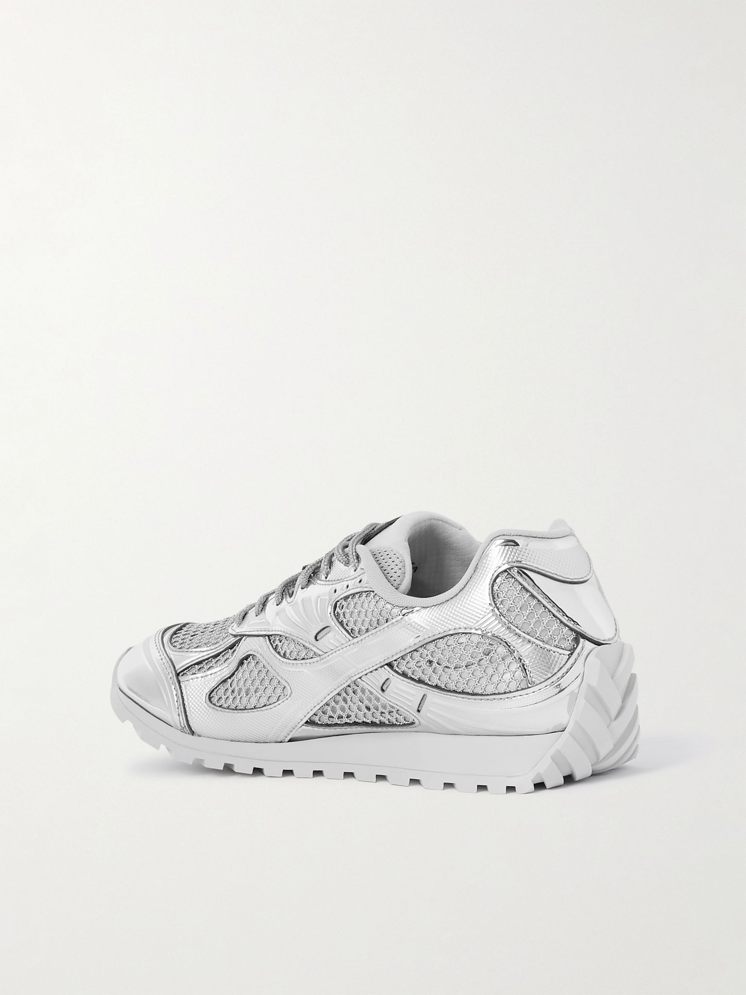 Orbit metallic rubber, mesh and fishnet sneakers Silver - 3
