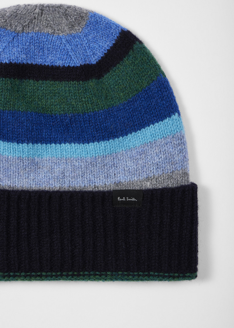 Dark Blue 'Seasonal Stripe' Beanie and Scarf Set 3