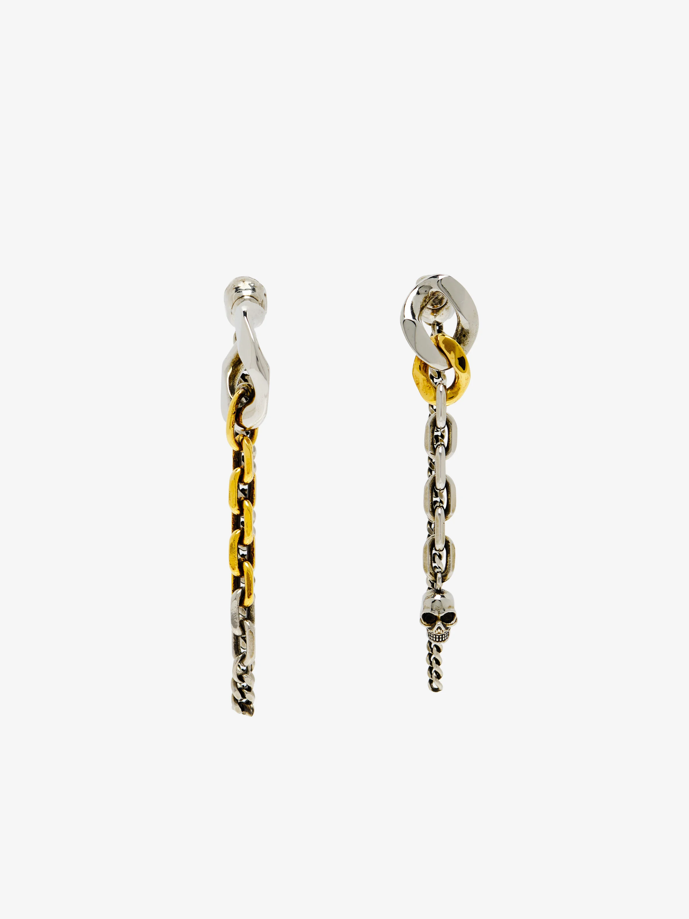 Women's Dual Chain Earrings in Silver-finish/Gold-finish - 1