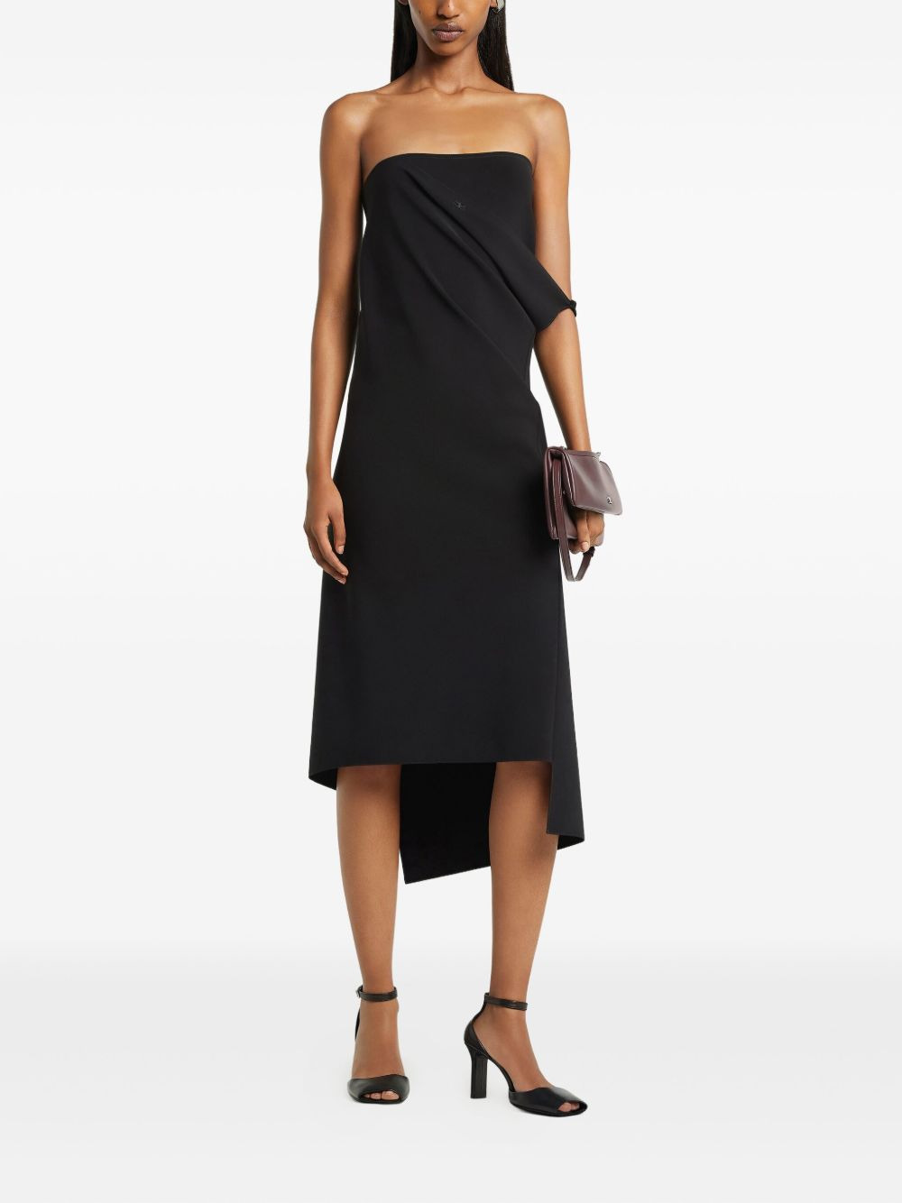 draped asymmetrical midi dress - 2