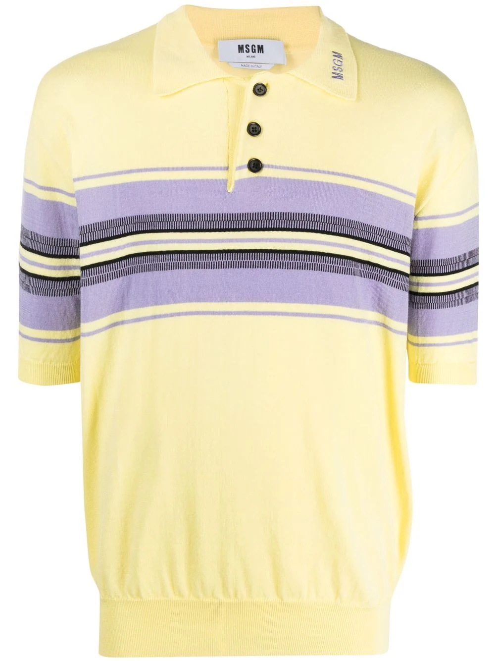 stripe-print cotton polo shirt - 1