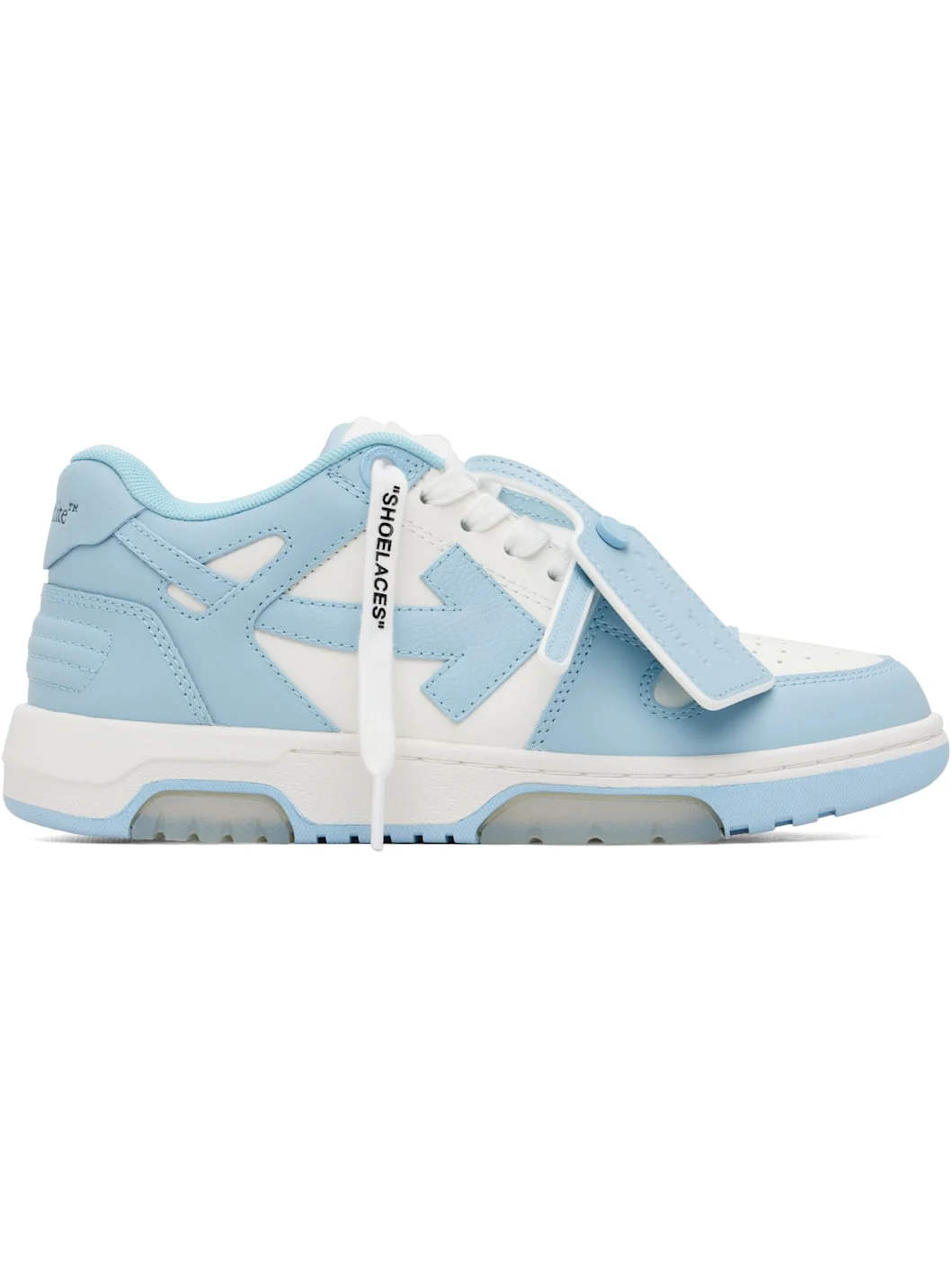 White & Blue 'Out Of Office' Calf Leather Sneakers - 1