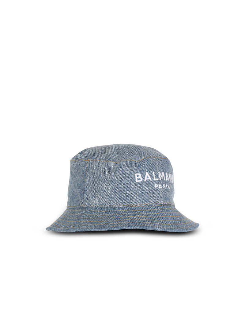 HIGH SUMMER CAPSULE - Denim jean bucket hat with Balmain logo 4