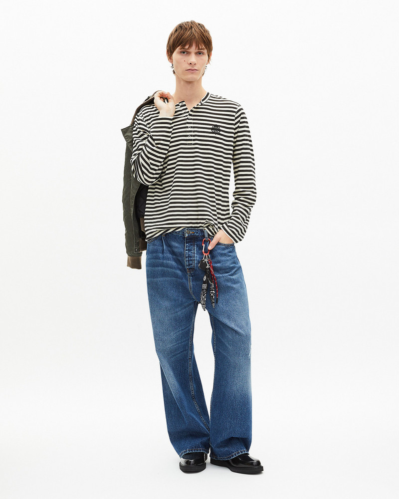 BEIGE STRIPED LONG-SLEEVED T-SHIRT 1