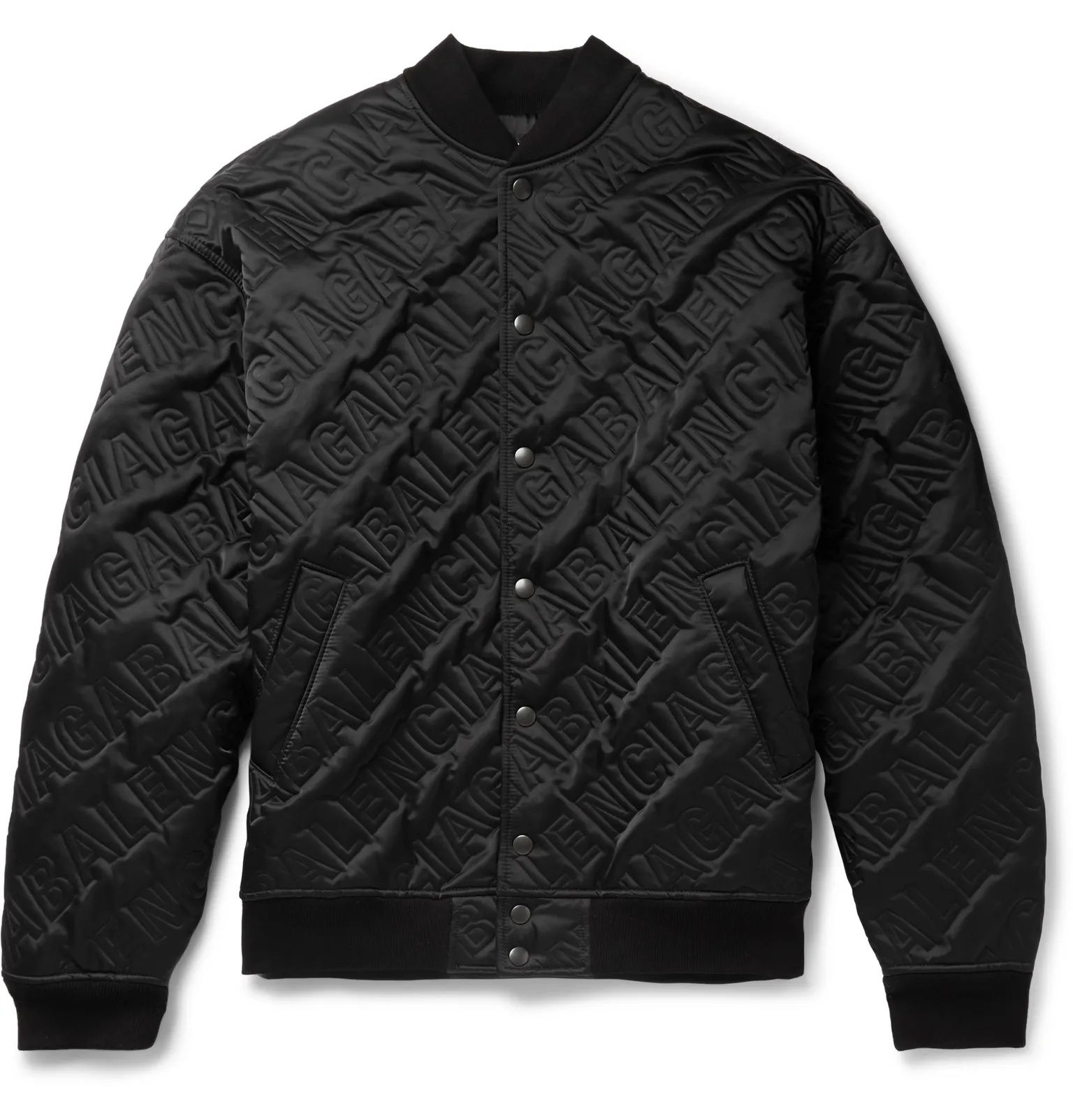 Oversized Logo-Embossed Satin Bomber Jacket - 1