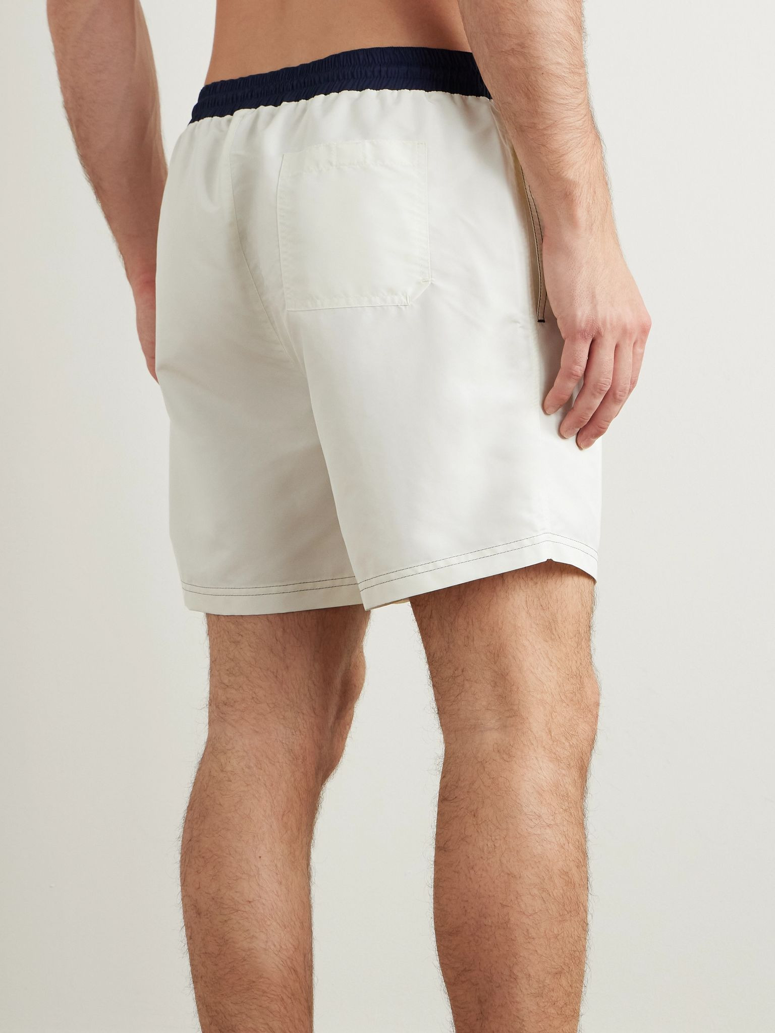 Straight-Leg Mid-Length Logo-Print Swim Shorts White - 3