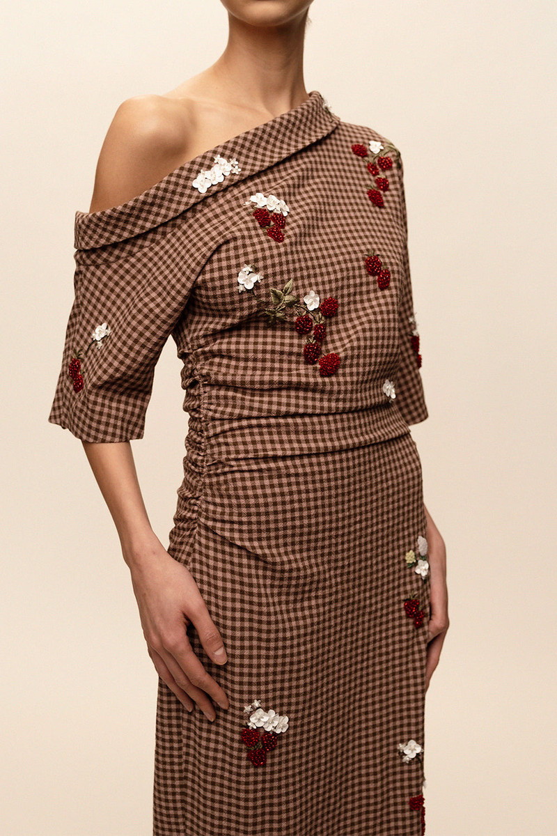 Chuck Embroidered Gingham Midi Skirt 1