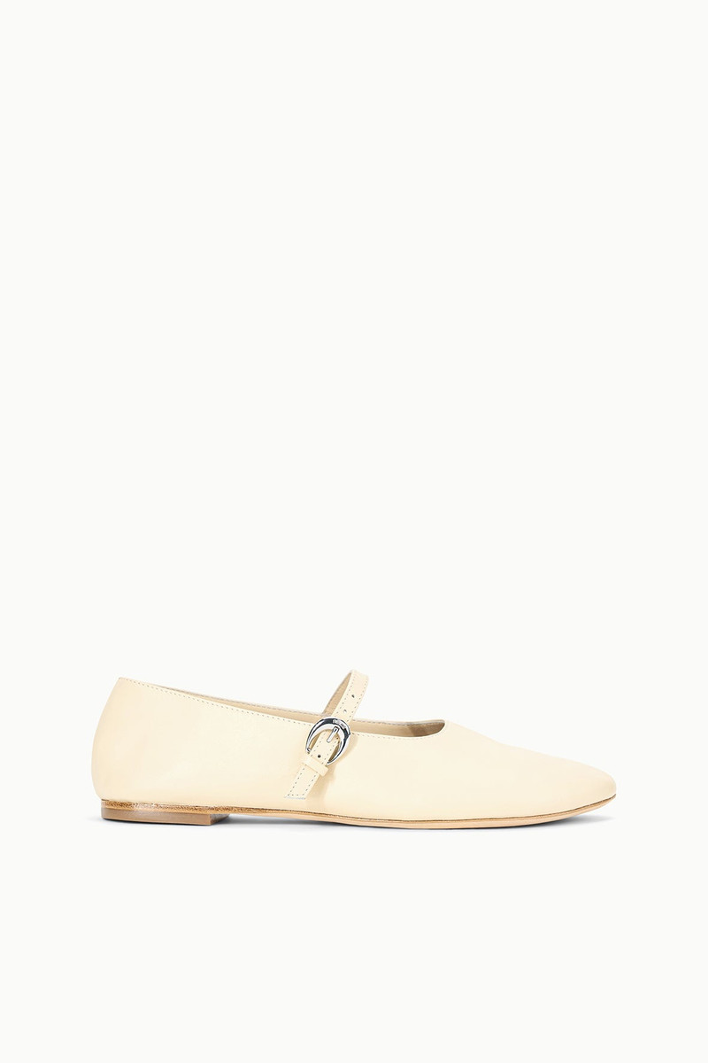 STAUD ALBA MARY JANE BALLET FLAT CREAM 1