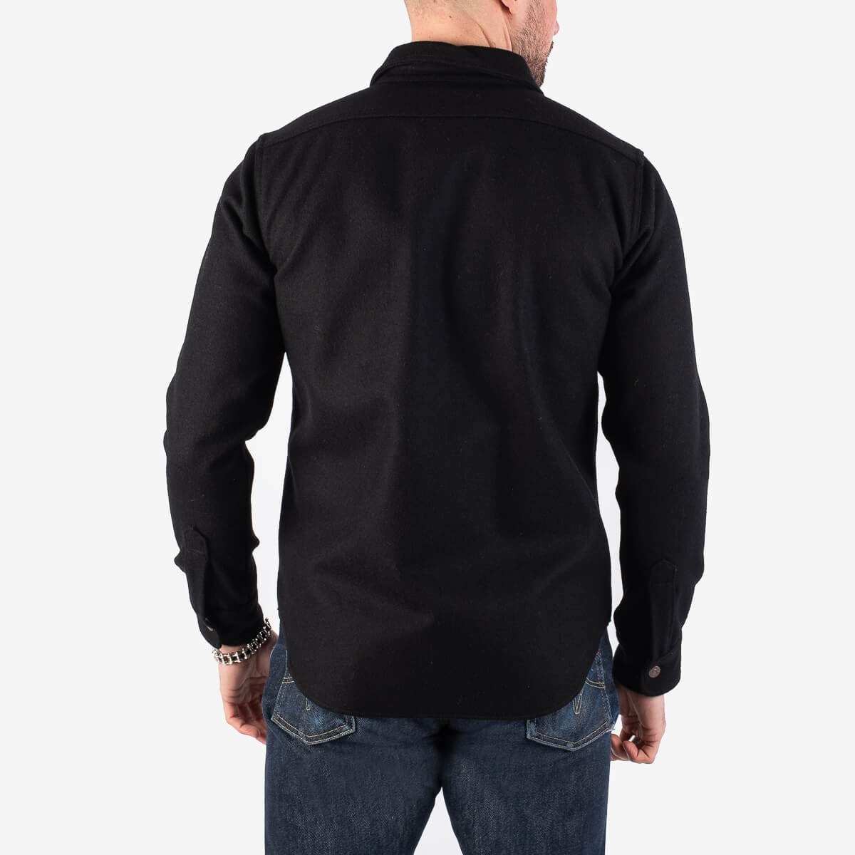 IHSH-306-BLK Melton Wool C.P.O Shirt - Black - 3