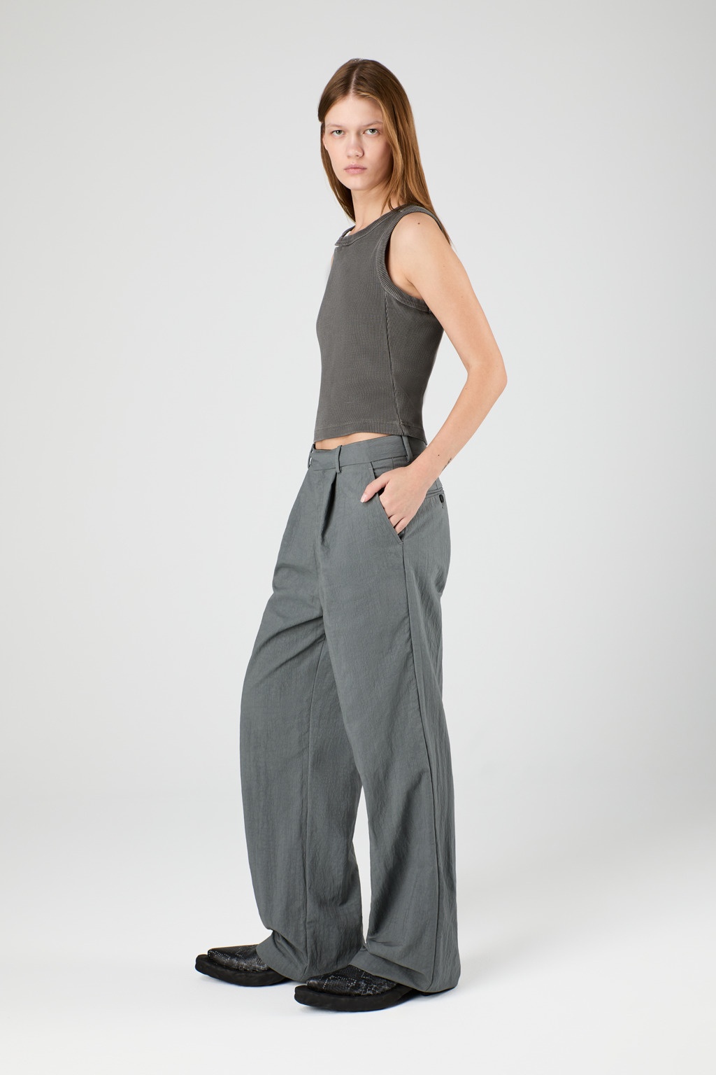 Gray Technical Suit Trousers - 4