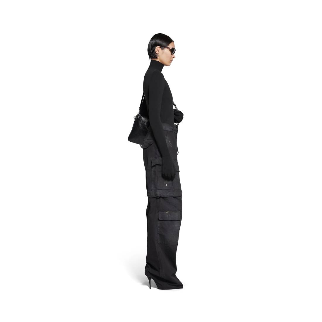 Women's Balenciaga Knife Cargo Pantashoes in Black - 3