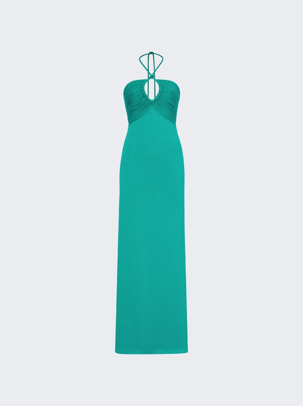 Textured Cotton Knit Halter Dress Teal - 1