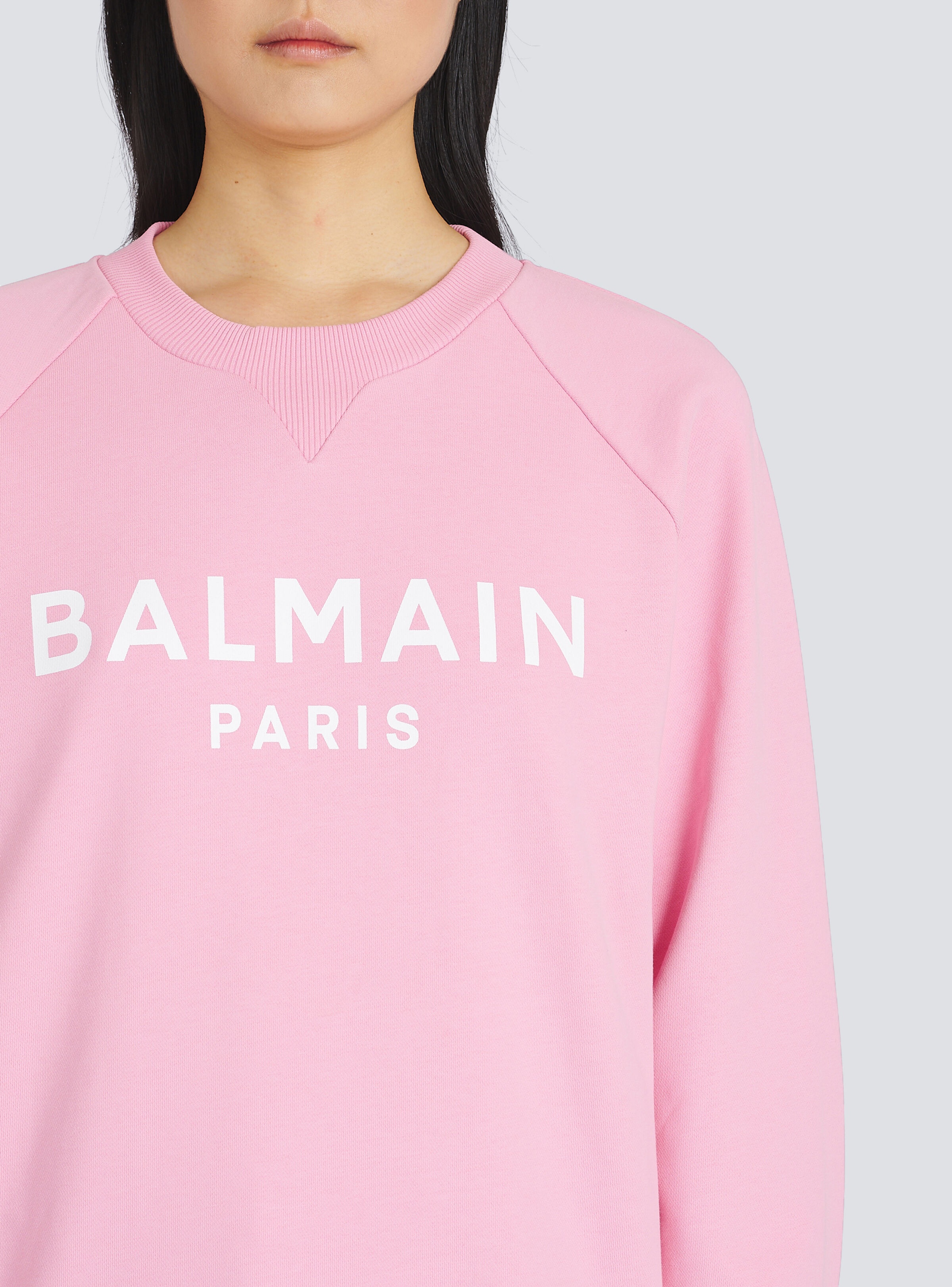 Eco-designed cotton sweatshirt with Balmain logo print - 7