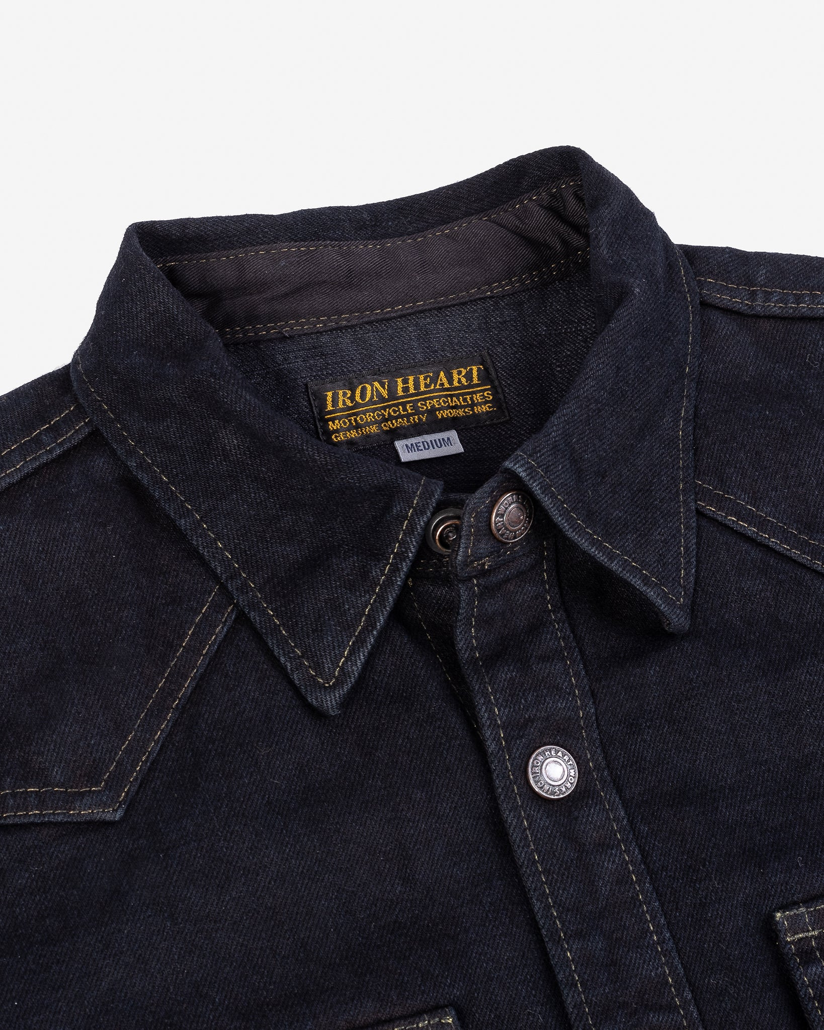 IHSH-293-OD 18oz Vintage Selvedge Denim CPO Shirt - Indigo Overdyed Black - 6