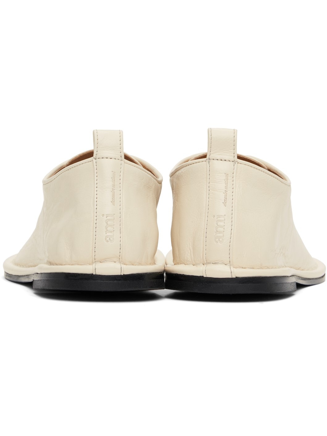 Beige Leather One Cut Oxfords - 2
