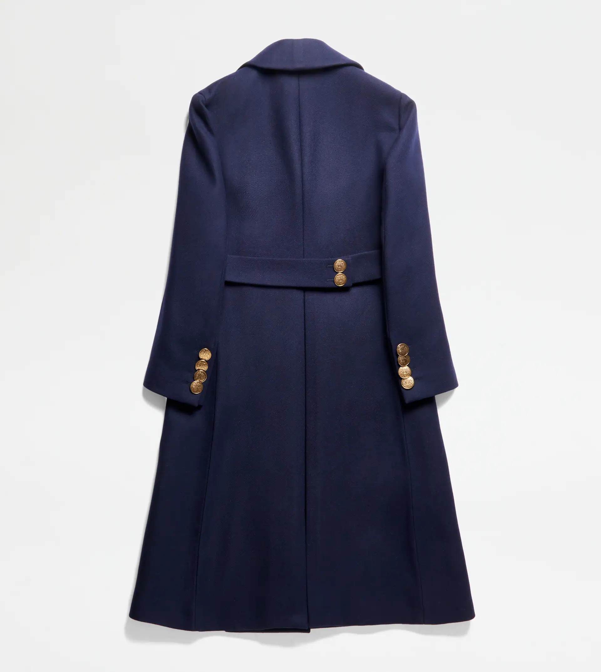 DOUBLE BREASTED COAT IN MIXED WOOL - BLUE - 4