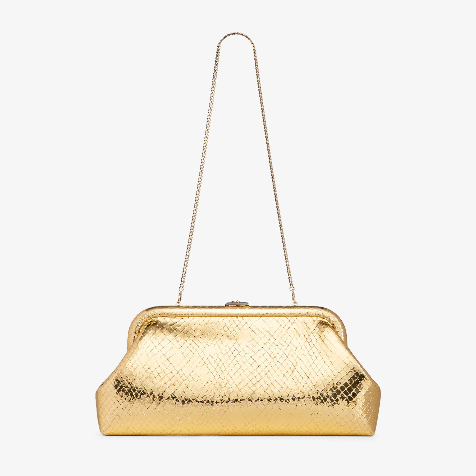 Skylar
Gold Candy Wrap Leather Clutch with Square JC Clasp - 6