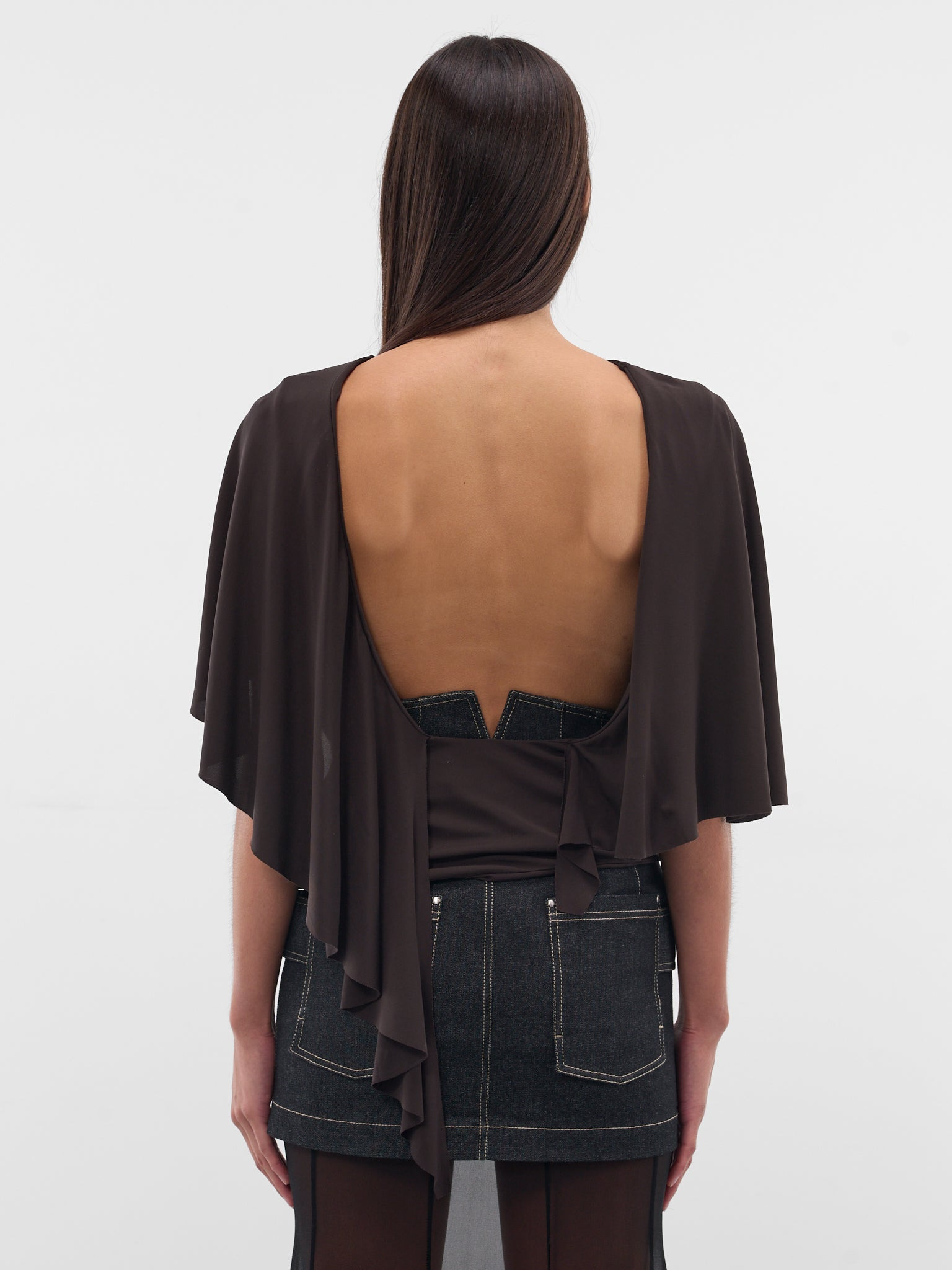 Brown Fluted Jersey Top - 3