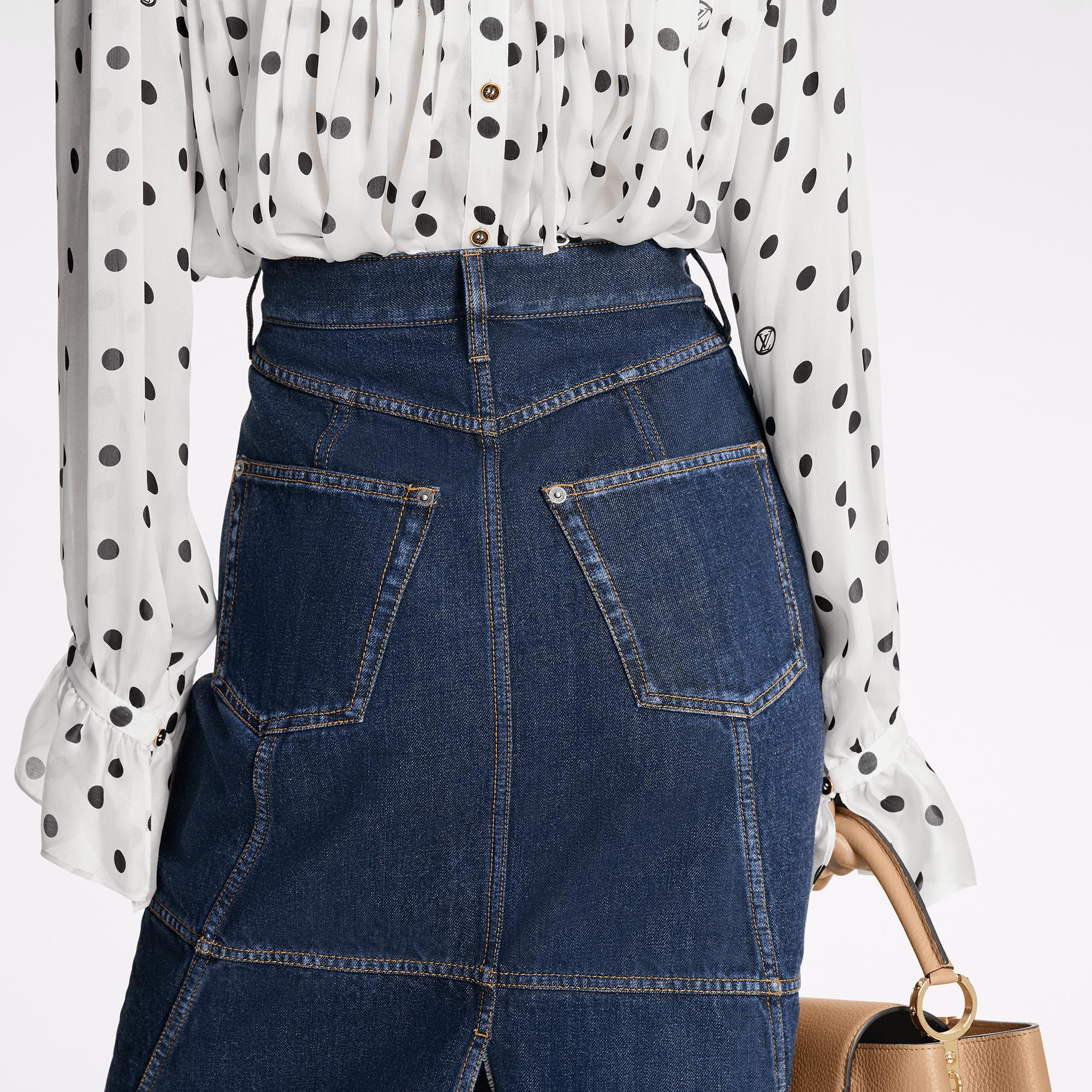 Monogram Patch Long Denim Skirt - 5
