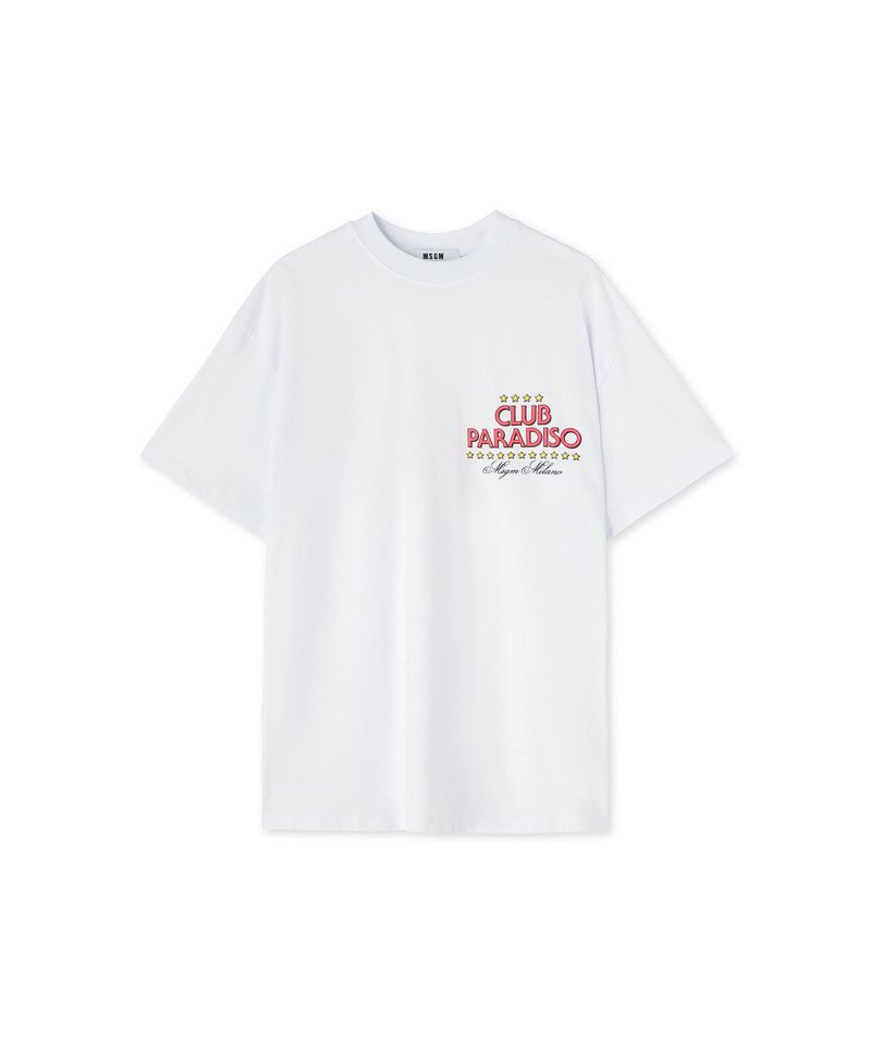 MSGM Cotton crewneck t-shirt with "club paradiso" graphic outlook